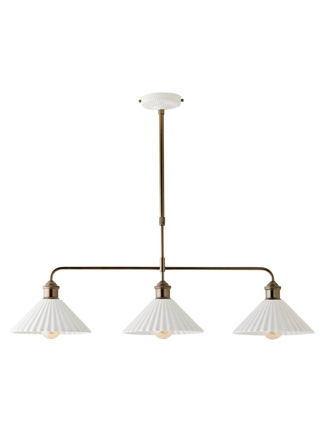 Image 7 of 7 of ValueLights Burford Ceramic Ribbed 3 Drop Diner Bar Ceiling Light