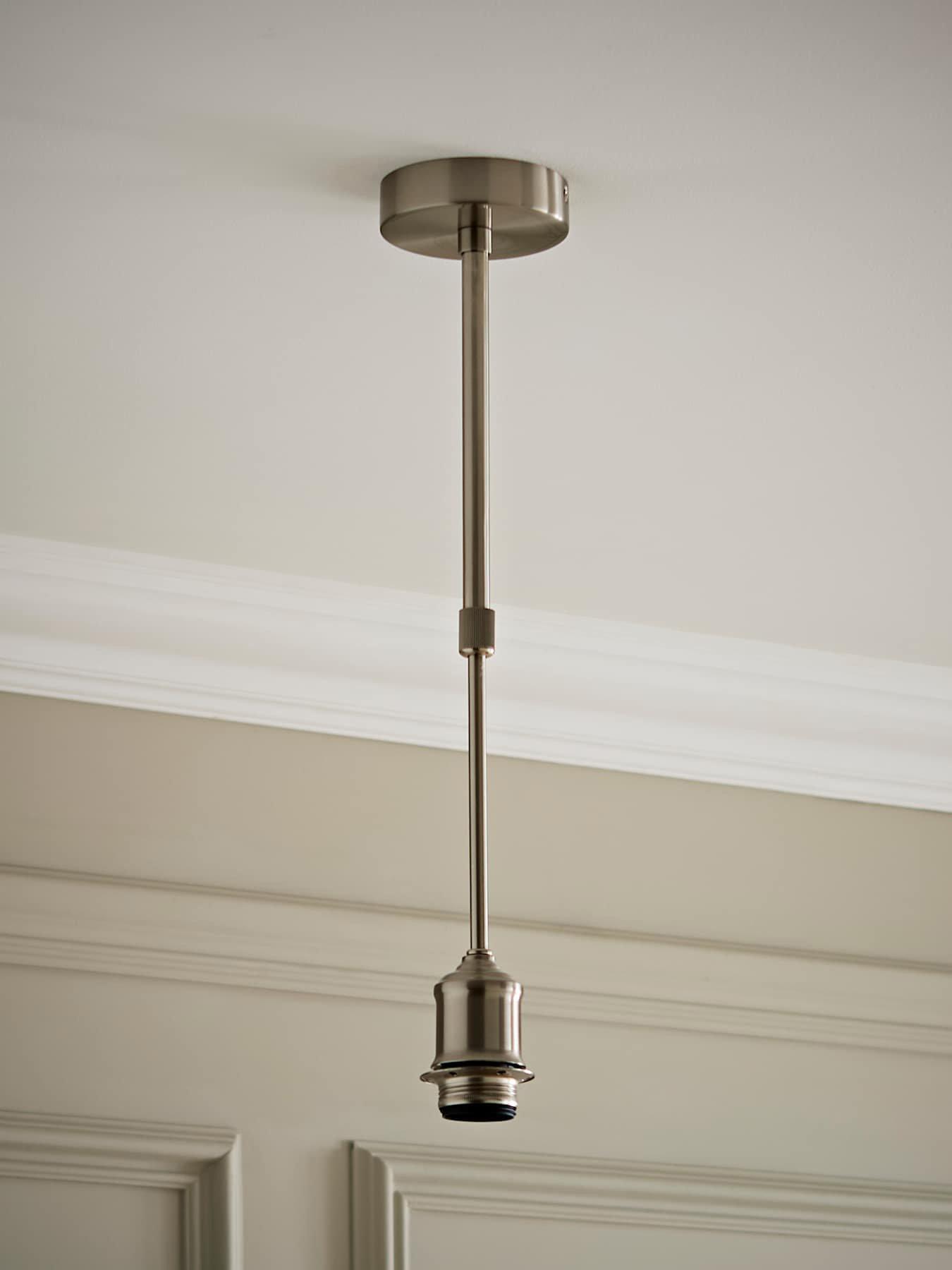Image 1 of 5 of ValueLights Shaw Brushed Chrome Adjustable Drop Pendant Lampholder