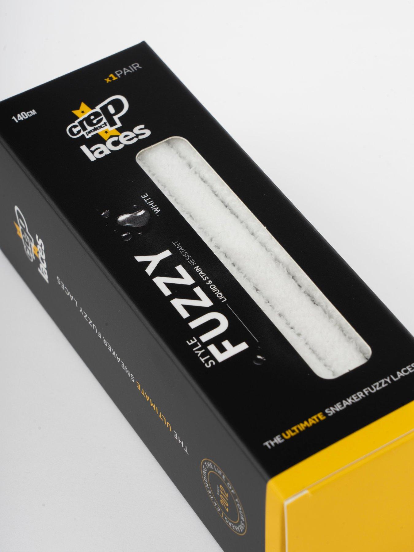 Image 3 of 5 of Crep Protect Mens Liquid-Resistant Fuzzy Shoe Laces - White