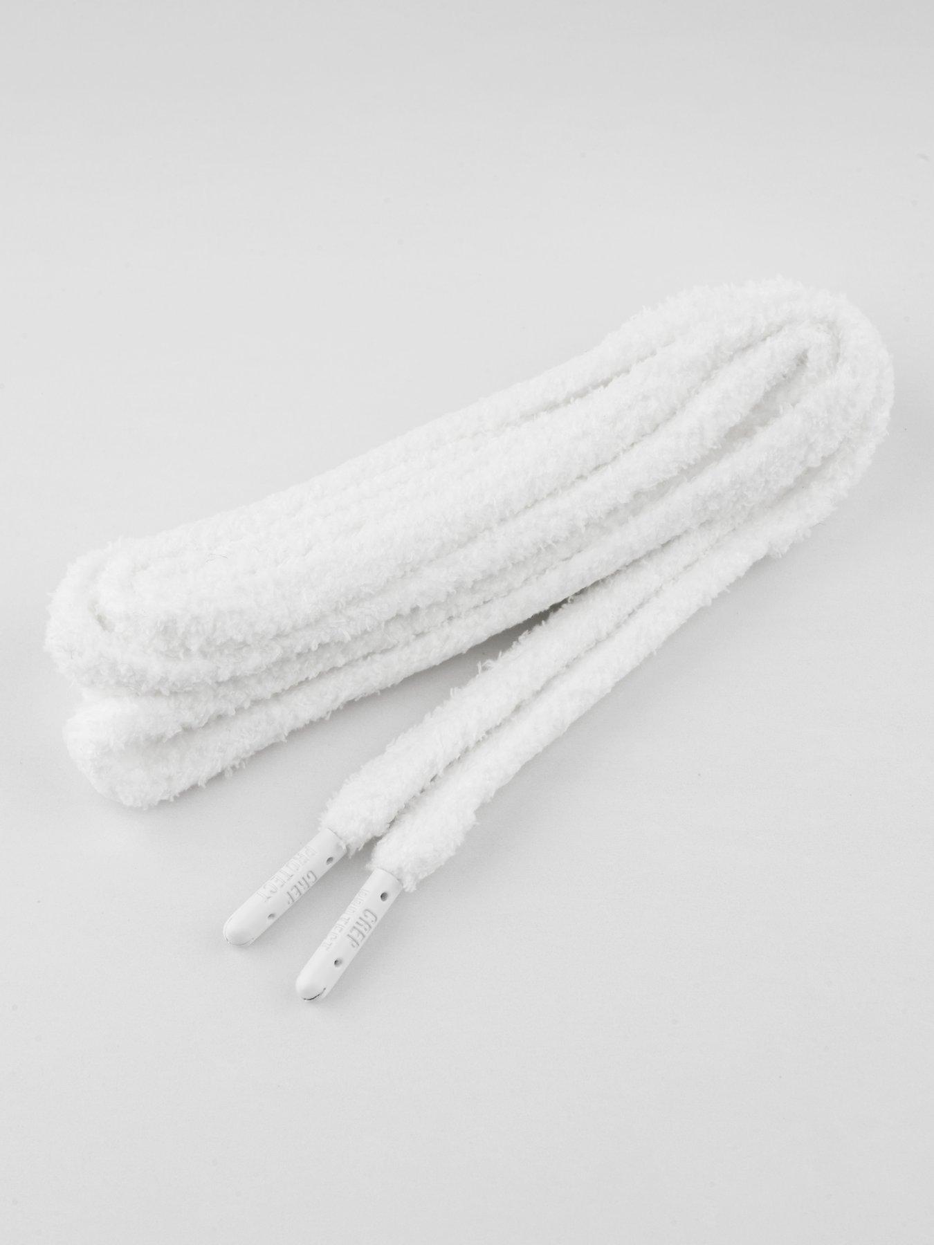 Image 4 of 5 of Crep Protect Mens Liquid-Resistant Fuzzy Shoe Laces - White
