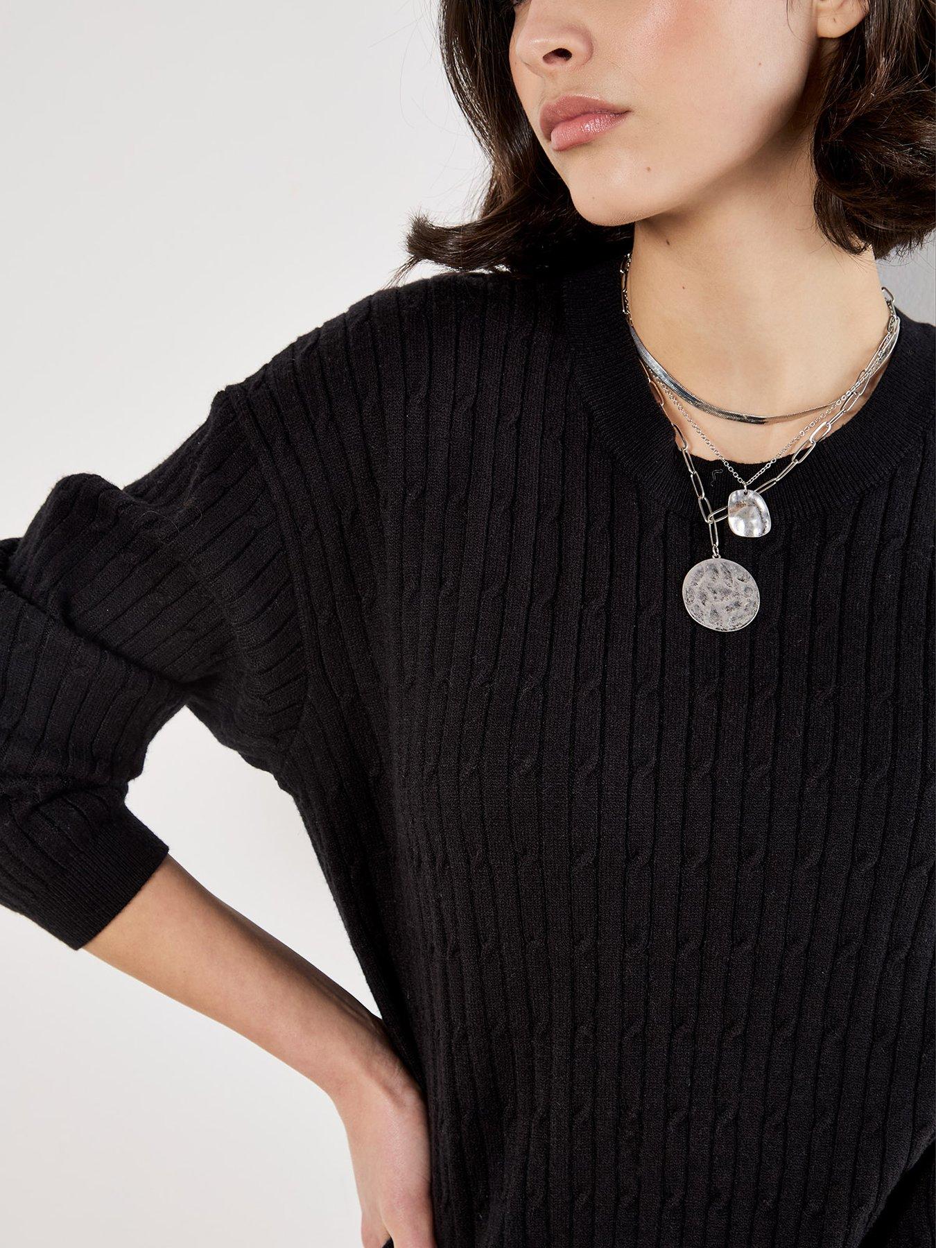 Image 5 of 5 of Apricot Apricot Fine Gauge Cable Batwing Jumper