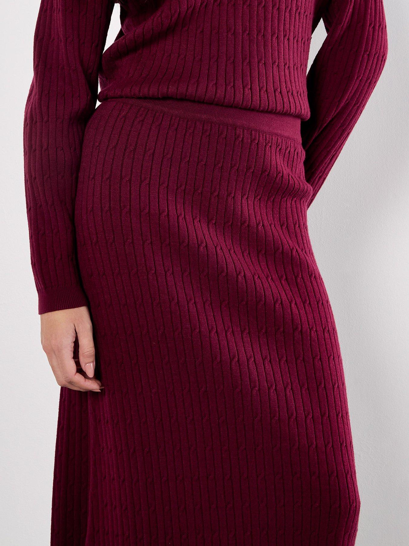 Image 4 of 4 of Apricot Apricot Fine Gauge Cable Knit Midi Skirt