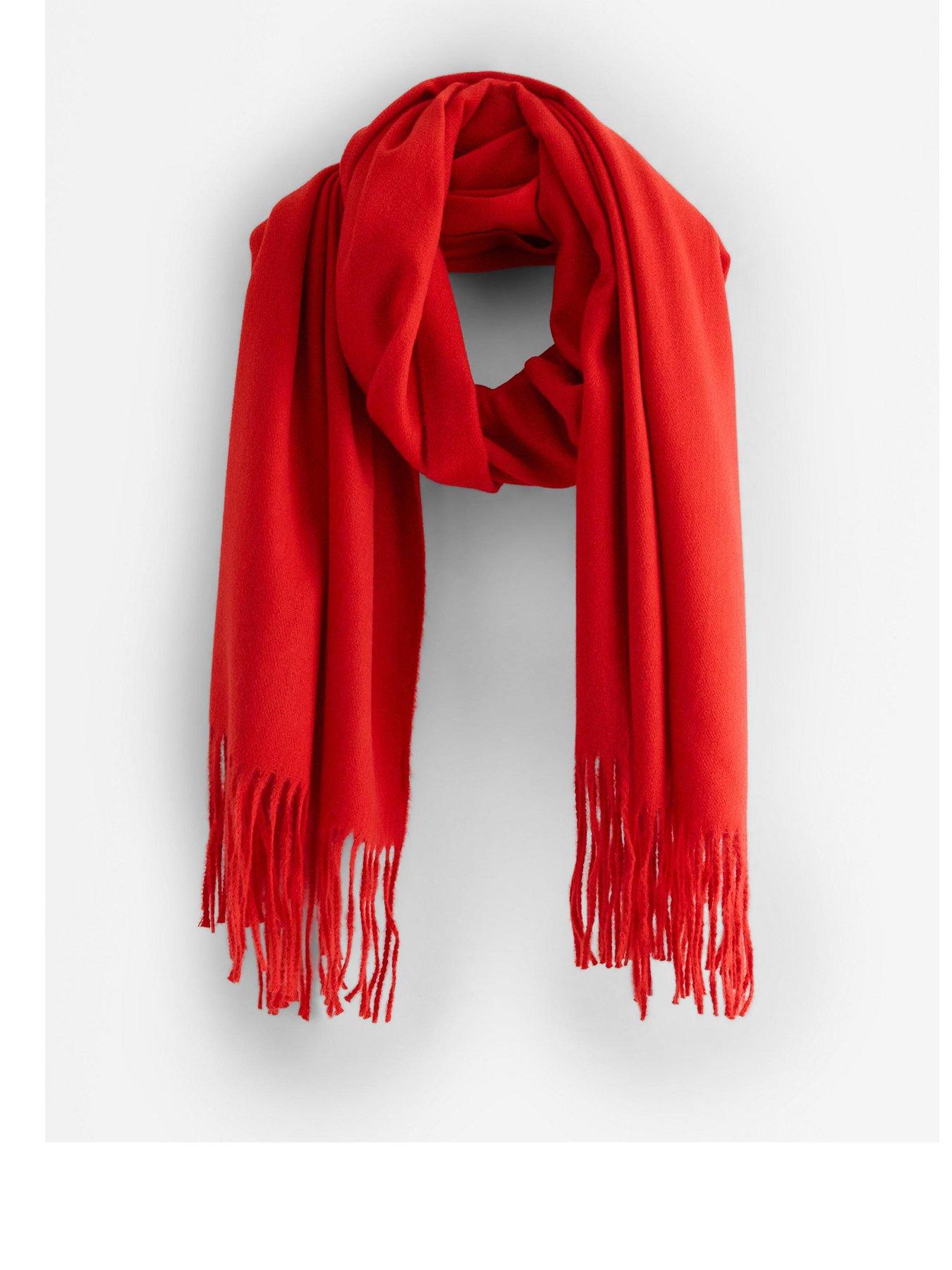 Image 1 of 3 of Lindex Womens Wide Fringe Scarf - Red