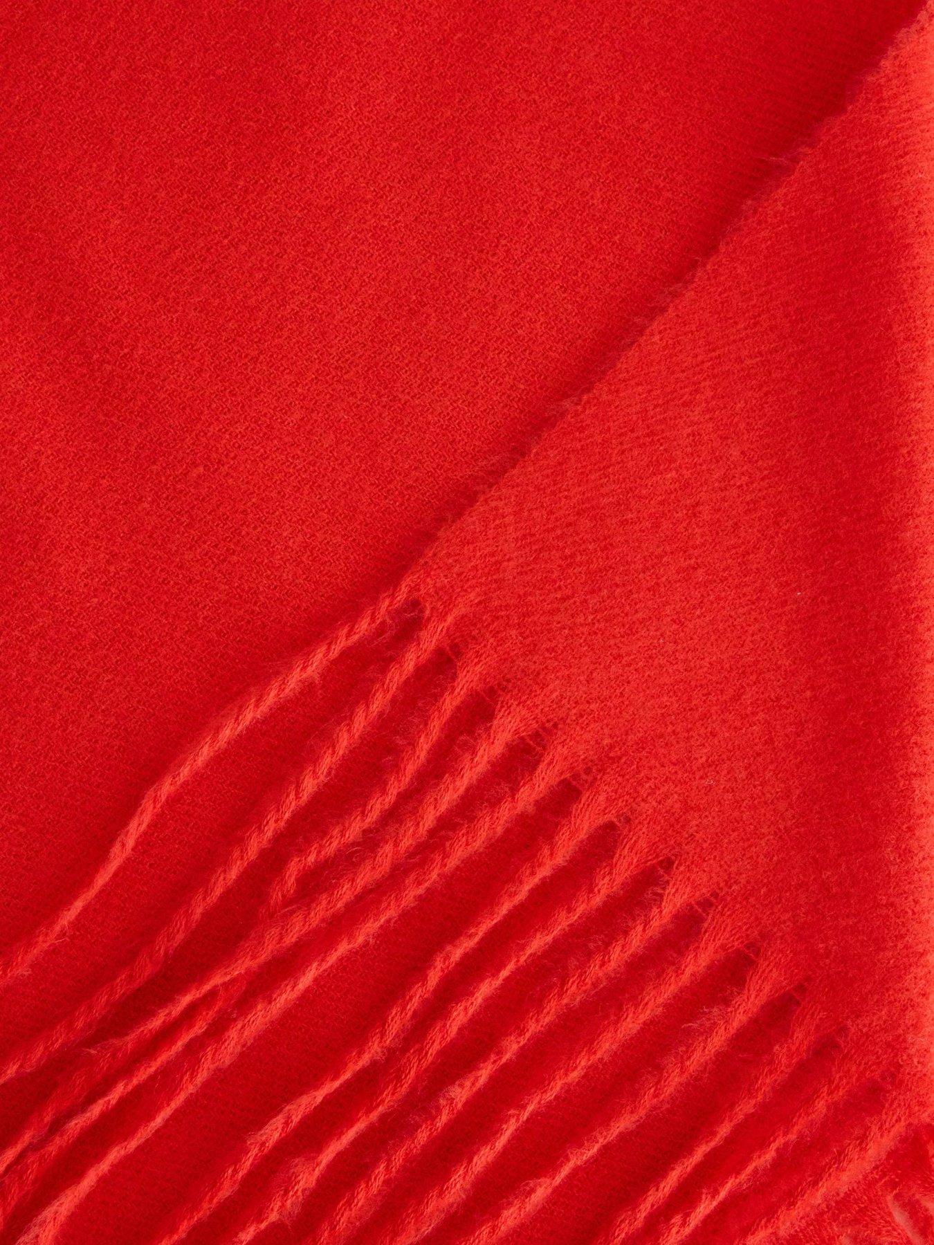 Image 2 of 3 of Lindex Womens Wide Fringe Scarf - Red