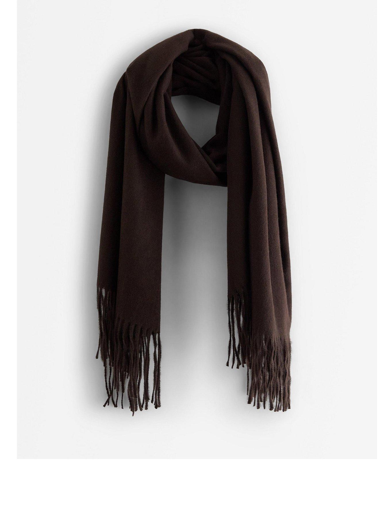 Image 1 of 3 of Lindex Womens Wide Fringed Scarf - Brown