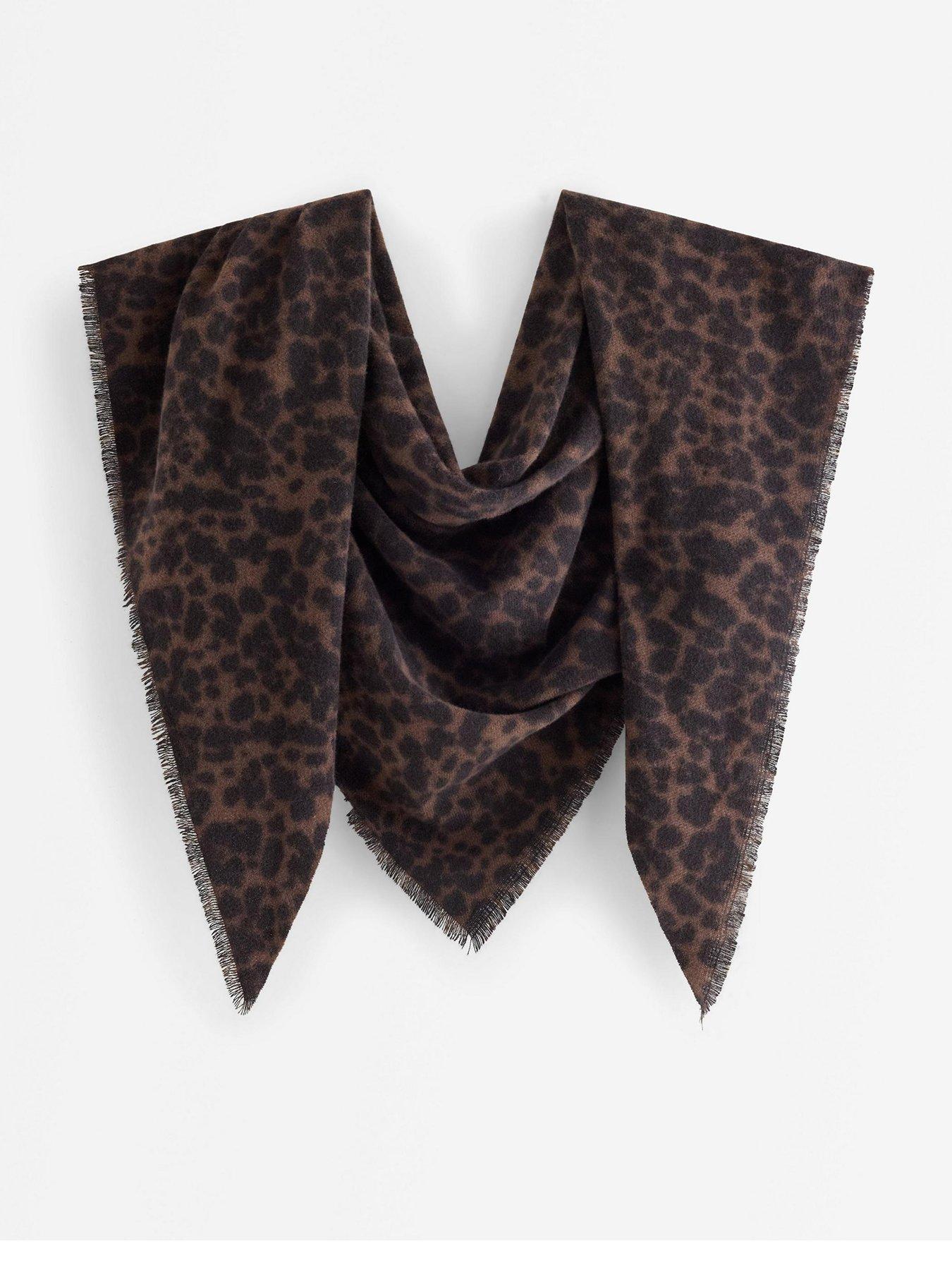 Image 1 of 3 of Lindex Womens Triangle Leopard Print Scarf - Brown