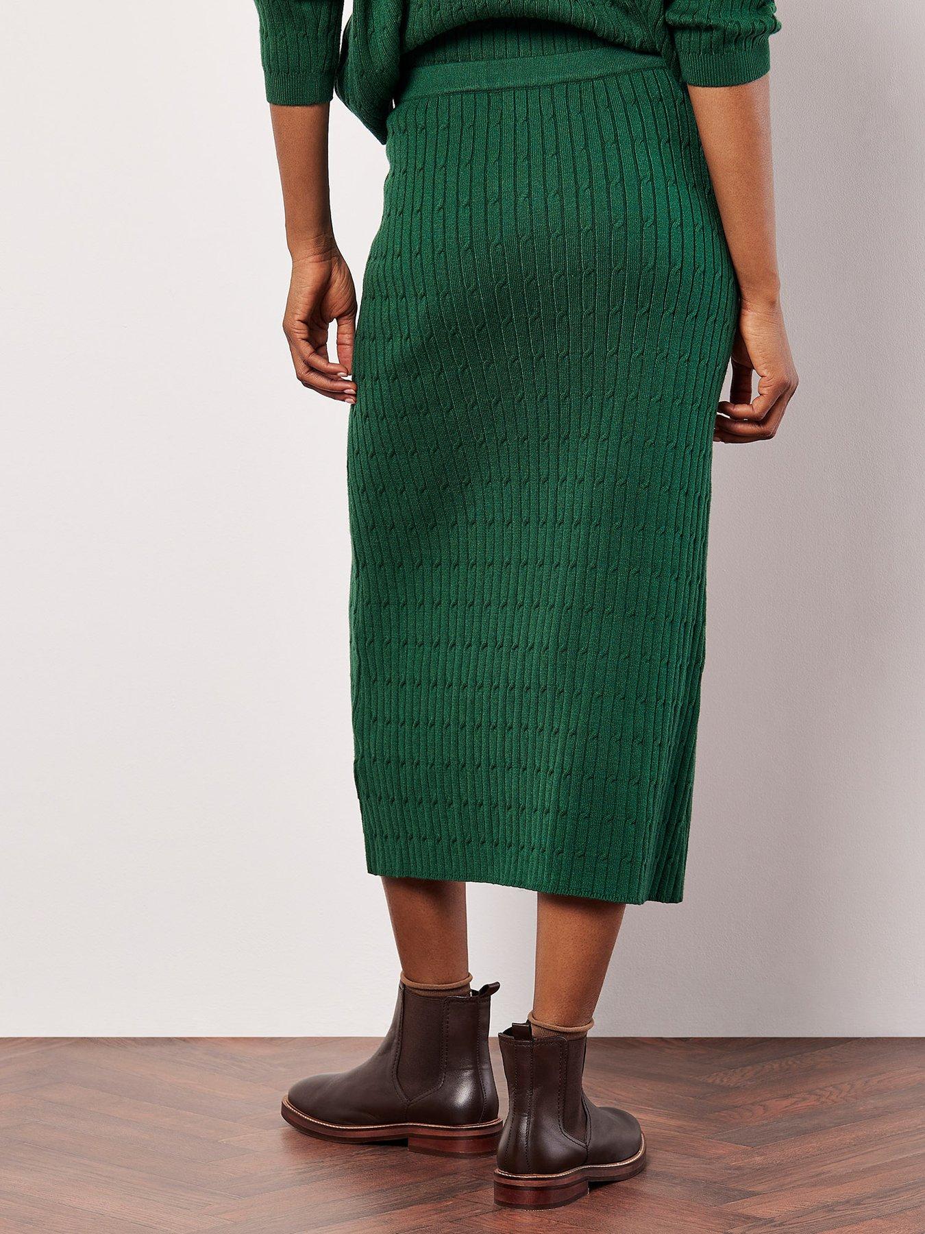 Image 2 of 4 of Apricot Apricot Fine Gauge Cable Knit Midi Skirt