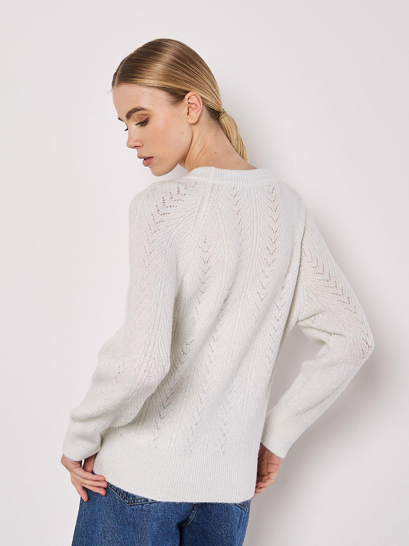 Image 2 of 4 of Apricot Apricot Chevron Pointelle Sparkle Jumper