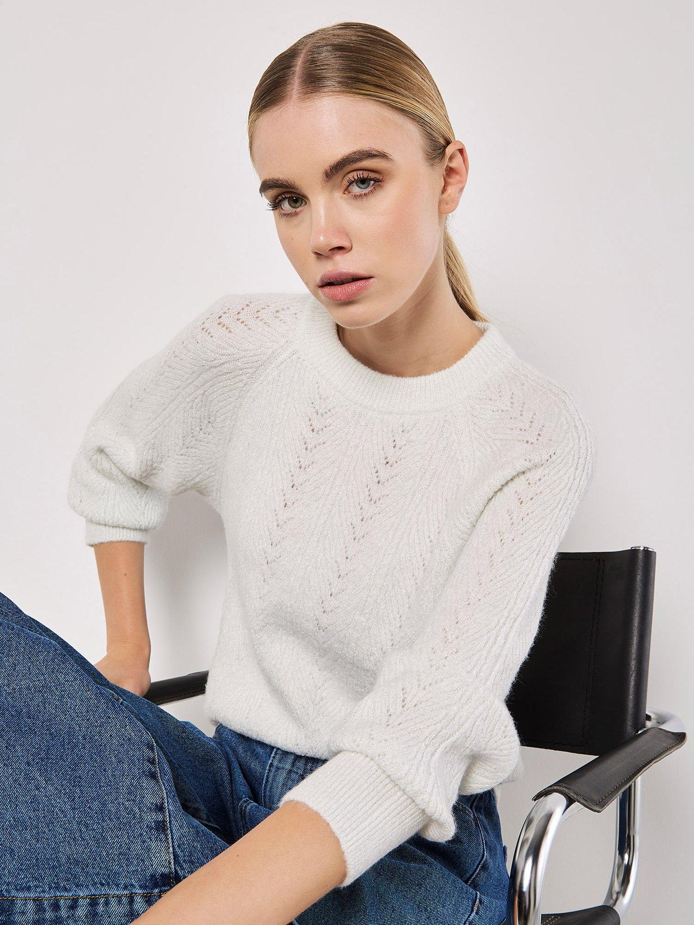 Image 4 of 4 of Apricot Apricot Chevron Pointelle Sparkle Jumper