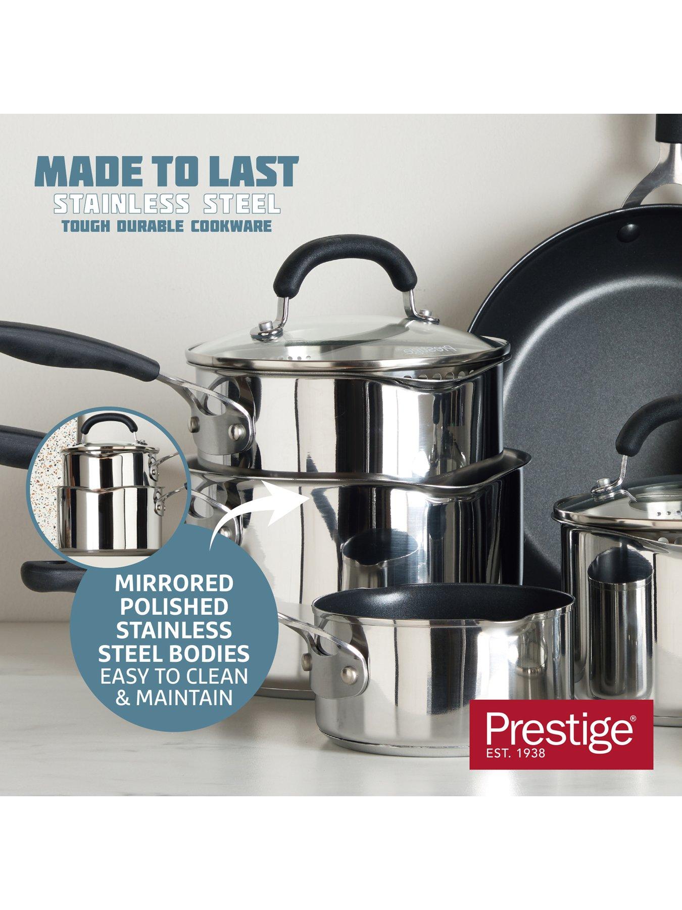 Image 5 of 8 of Prestige Prestige Made To Last Stainless Steel 6pce Set (16,18 &amp; 20cm S/pans, 21 &amp; 25cm Uncoated Frys &amp; 24cm S/pot With Steamer))