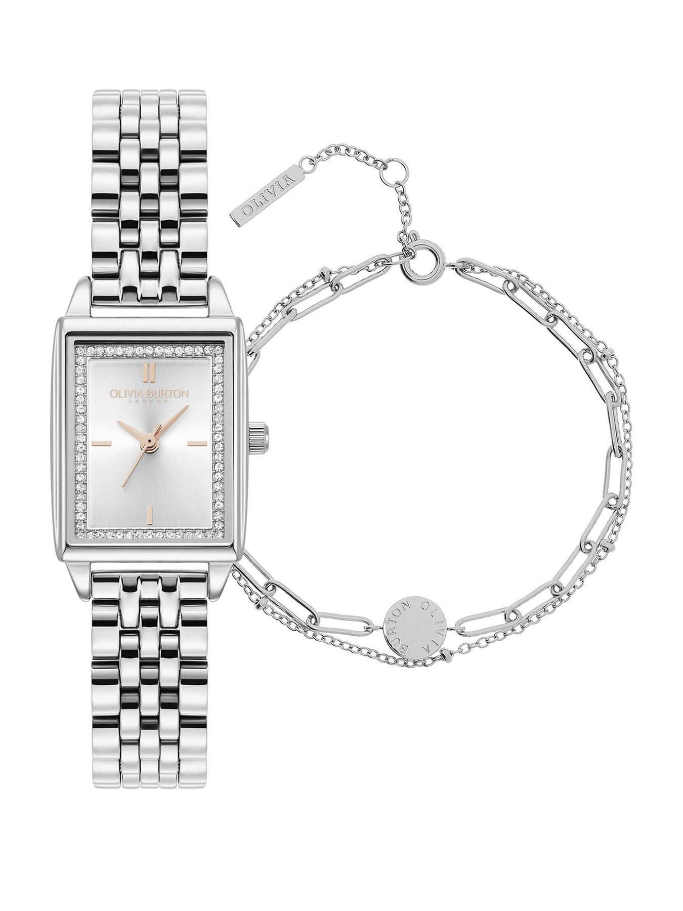 Image 1 of 4 of Olivia Burton Olivia Burton 21mm Townhouse Giftset White Dial Watch &amp; Bracelet Set