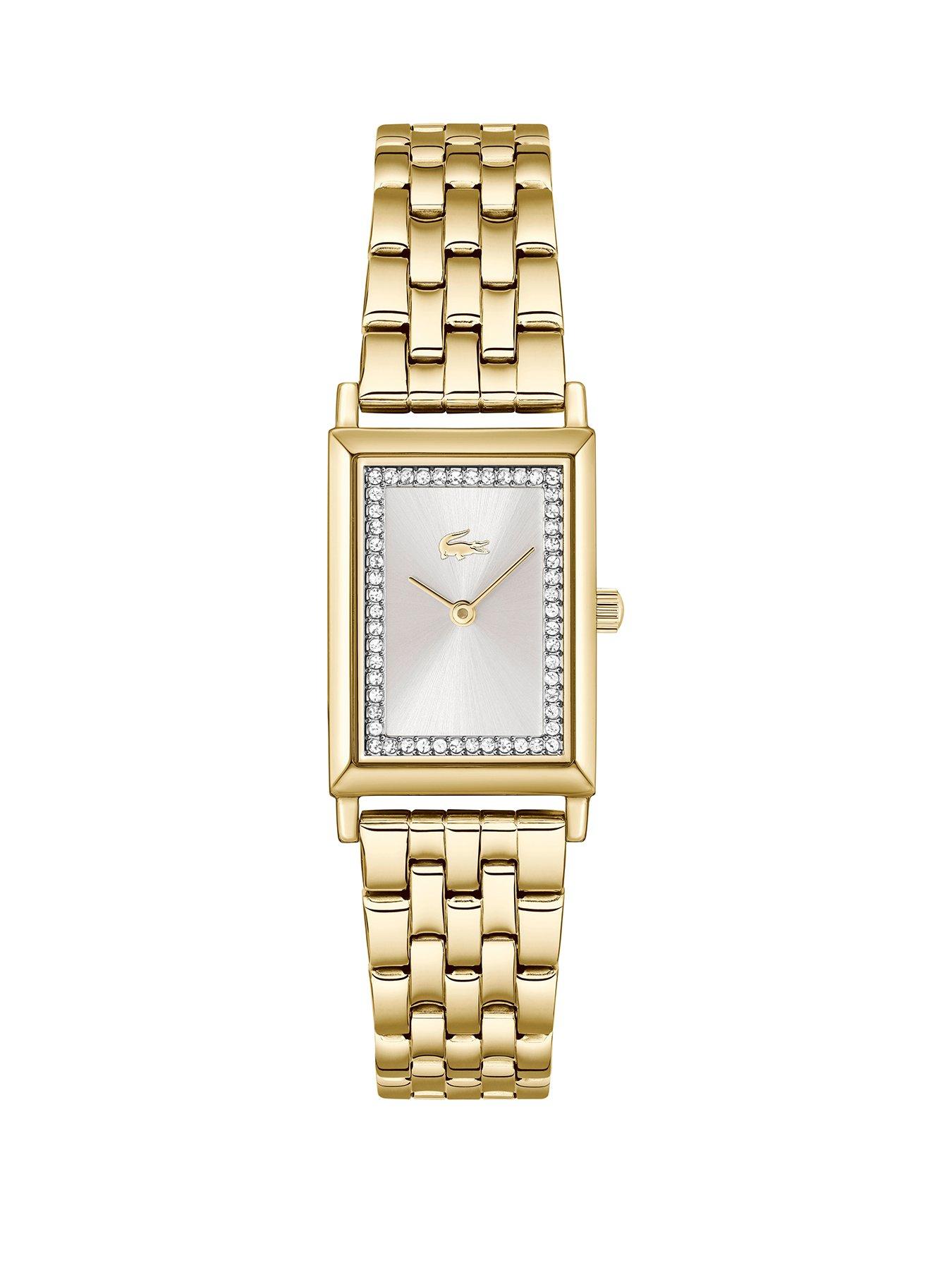 Lacoste Catherine Silver White Dial And Gold Bracelet Watch