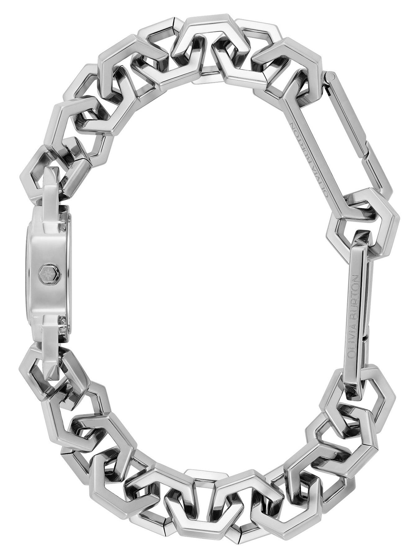 Image 3 of 7 of Olivia Burton 20mm Hex Link Mini Silver White Watch