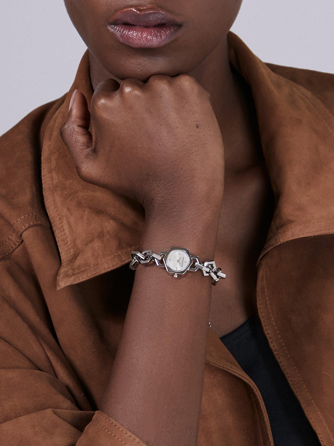Image 5 of 7 of Olivia Burton 20mm Hex Link Mini Silver White Watch