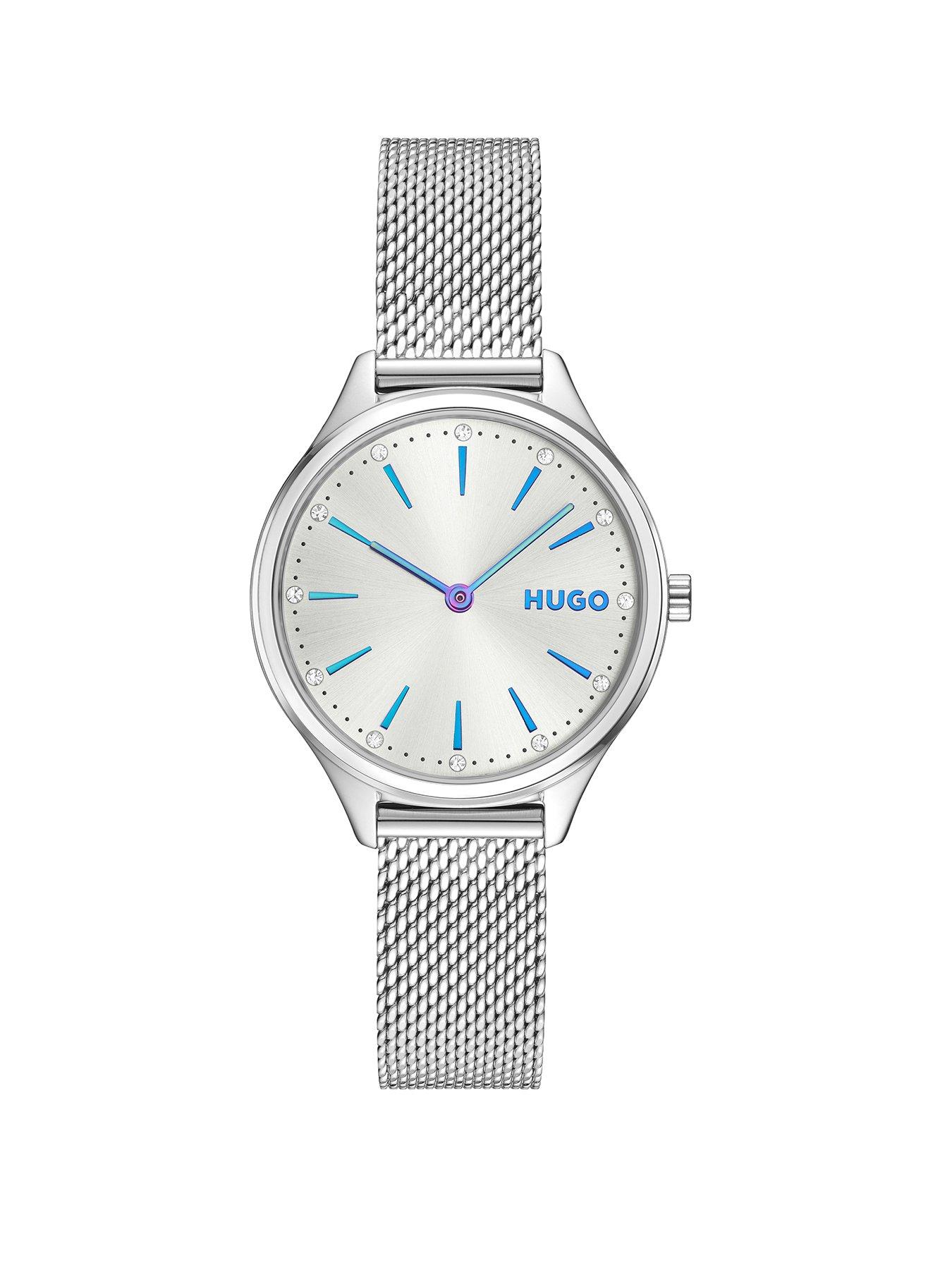 HUGO Ladies HUGO #GLOSSY Stainless Steel Mesh Bracelet Watch