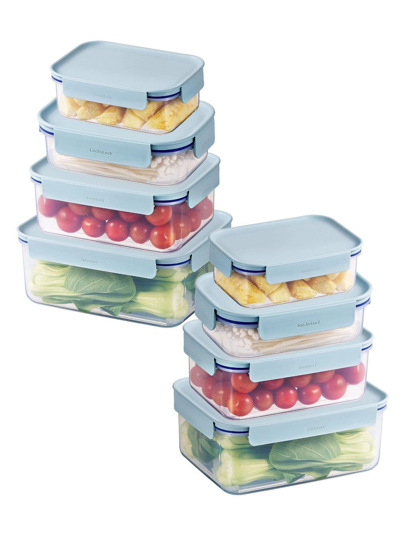 Lock and Lock Classic Plus Rect 8pce Nesting Set, 2 X 4pce - Blue (hpl413s4b - 420ml, 910ml, 1.65lt, 2.75lt)
