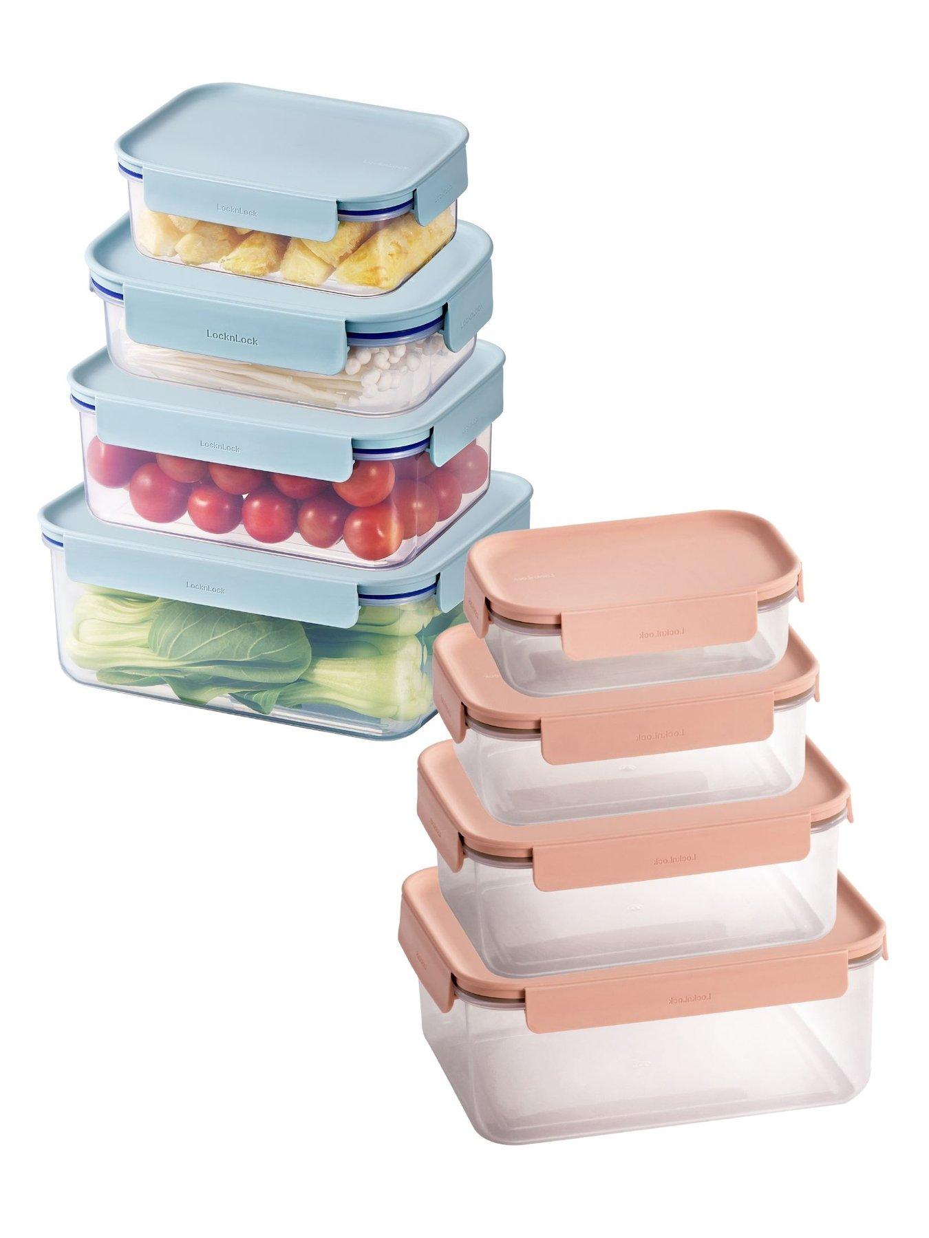 Image 1 of 6 of LocknLock Classic Plus Rectangular 8 Piece Nesting Set (set of 4 blue &amp;set of 4 pink)