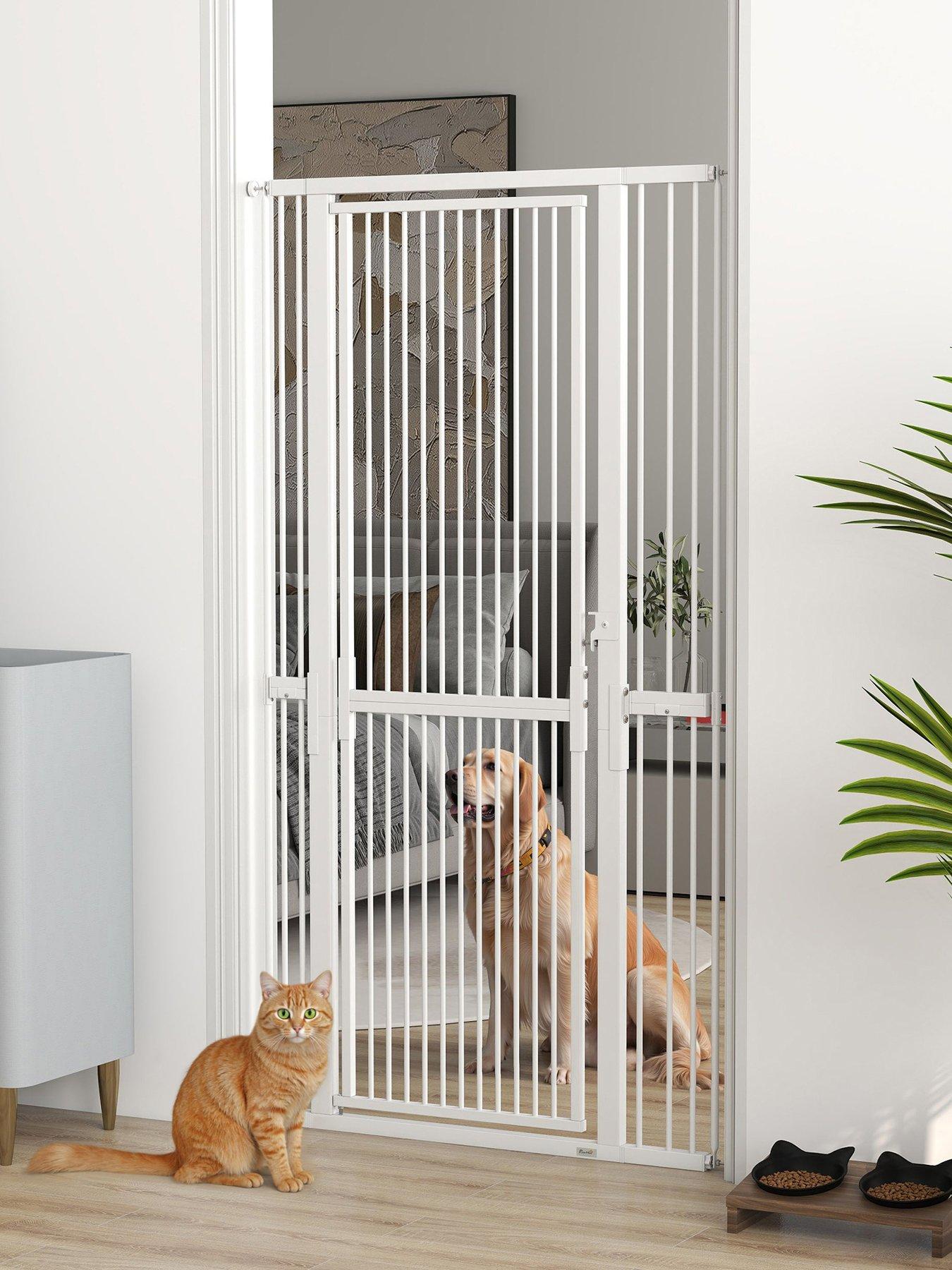 Image 1 of 7 of PawHut PawHut 180cm Extra Tall Pet Gate, 76-104cm Wide Adjustable Cat Gate with 3.5 cm Narrow Gap, Pressure Mounted No Drilling Steel Dog Gate for Doorways, Kitchen, Bedroom, White