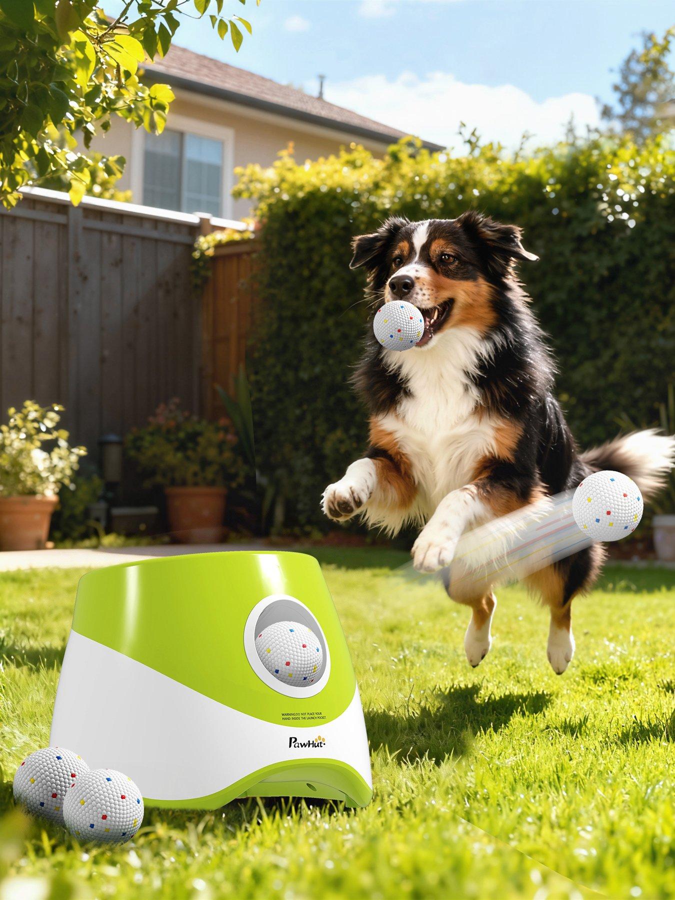 PawHut PawHut Automatic Dog Ball Launcher with 5 ETPU Tennis Balls, Dog Ball Thrower with 3 Distance Settings (20/33/46ft), Indoor Outdoor Interactive Toy for Small Medium Dogs, Green