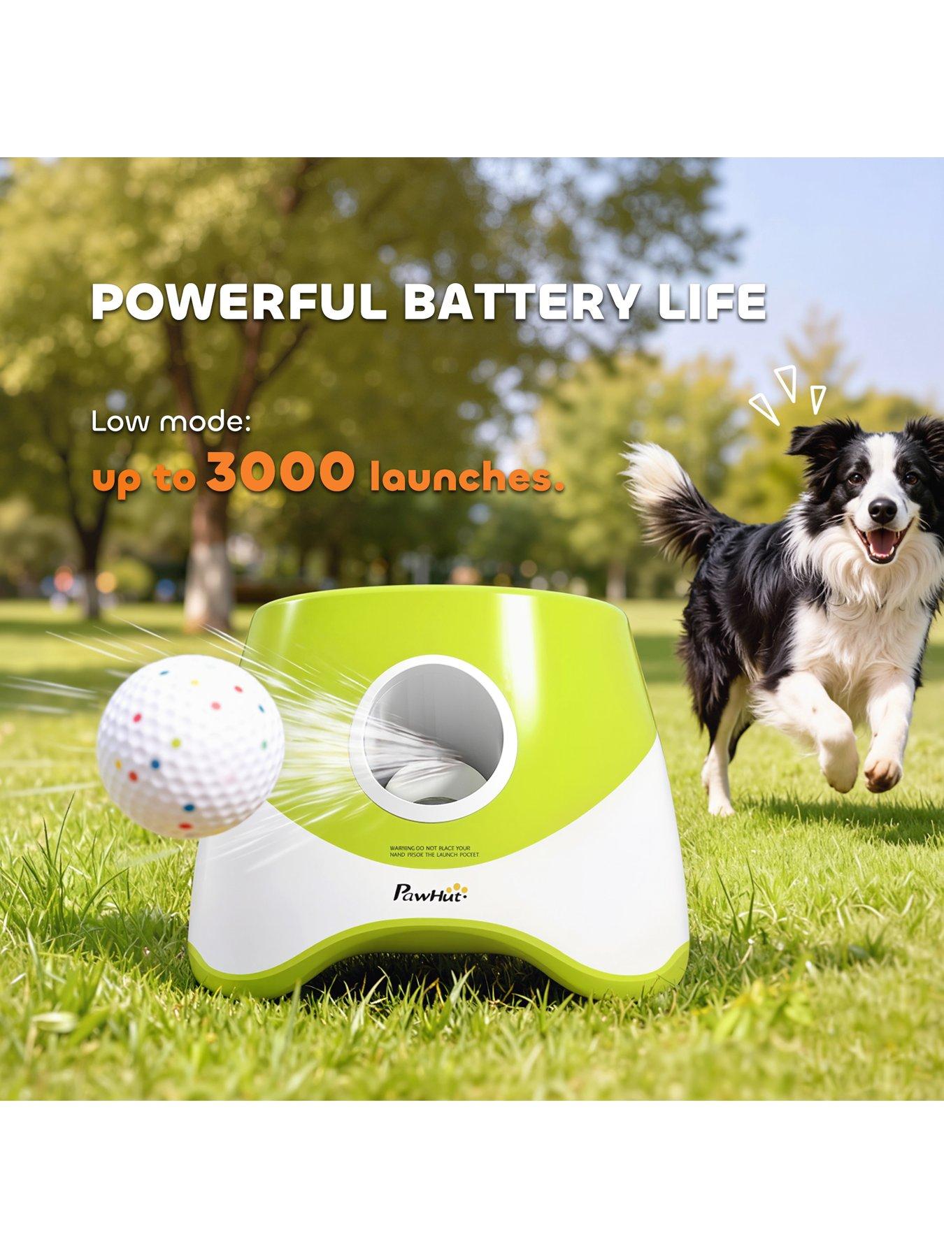 Image 5 of 7 of PawHut PawHut Automatic Dog Ball Launcher with 5 ETPU Tennis Balls, Dog Ball Thrower with 3 Distance Settings (20/33/46ft), Indoor Outdoor Interactive Toy for Small Medium Dogs, Green