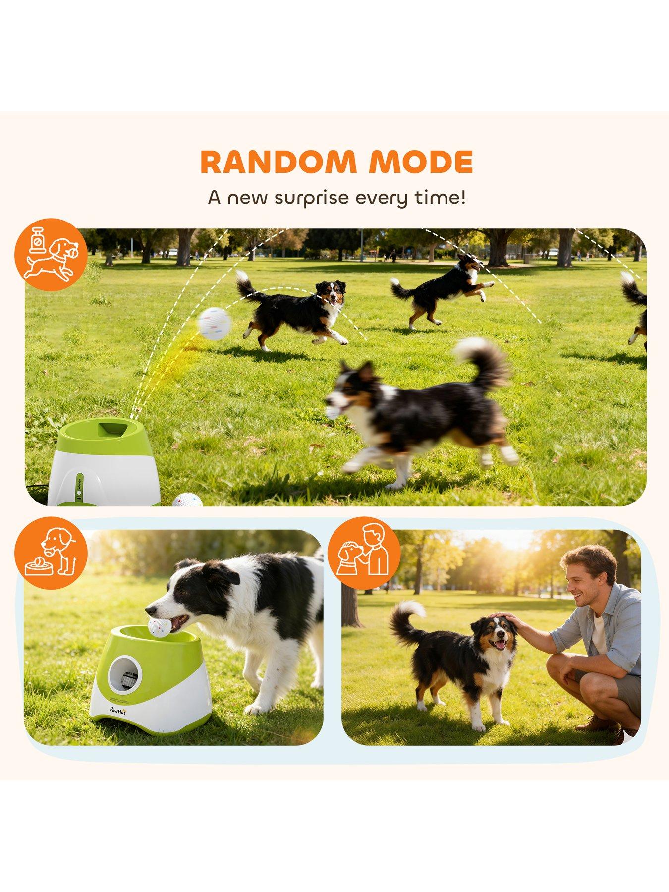 Image 6 of 7 of PawHut PawHut Automatic Dog Ball Launcher with 5 ETPU Tennis Balls, Dog Ball Thrower with 3 Distance Settings (20/33/46ft), Indoor Outdoor Interactive Toy for Small Medium Dogs, Green