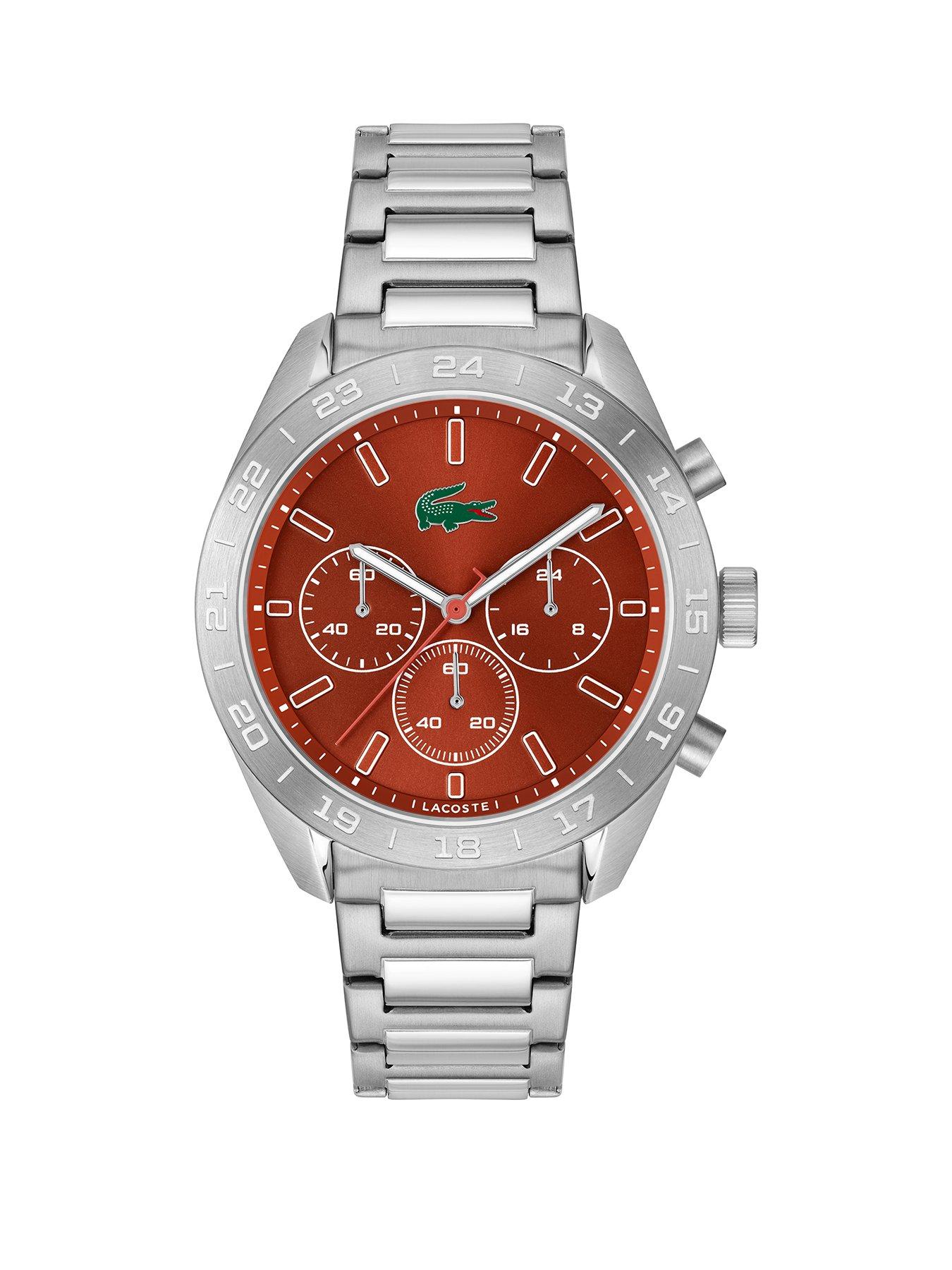 Lacoste Watches Men's Clay Dial and Stainless Steel Bracelet Chronograph Watch