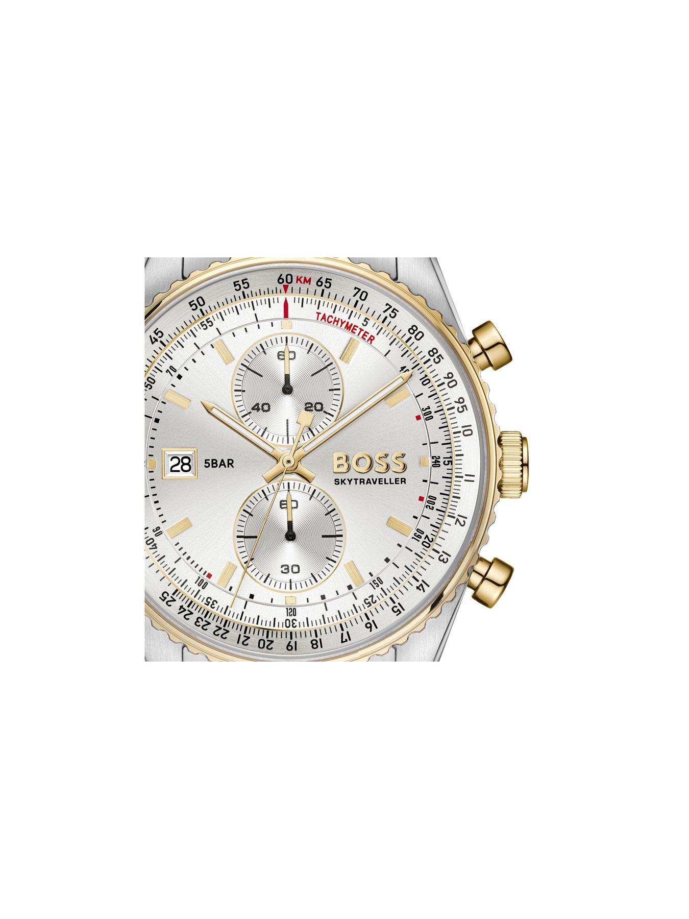Image 2 of 8 of BOSS Two Tone Stainless Steel and Gold IP Skytraveller Pro Watch