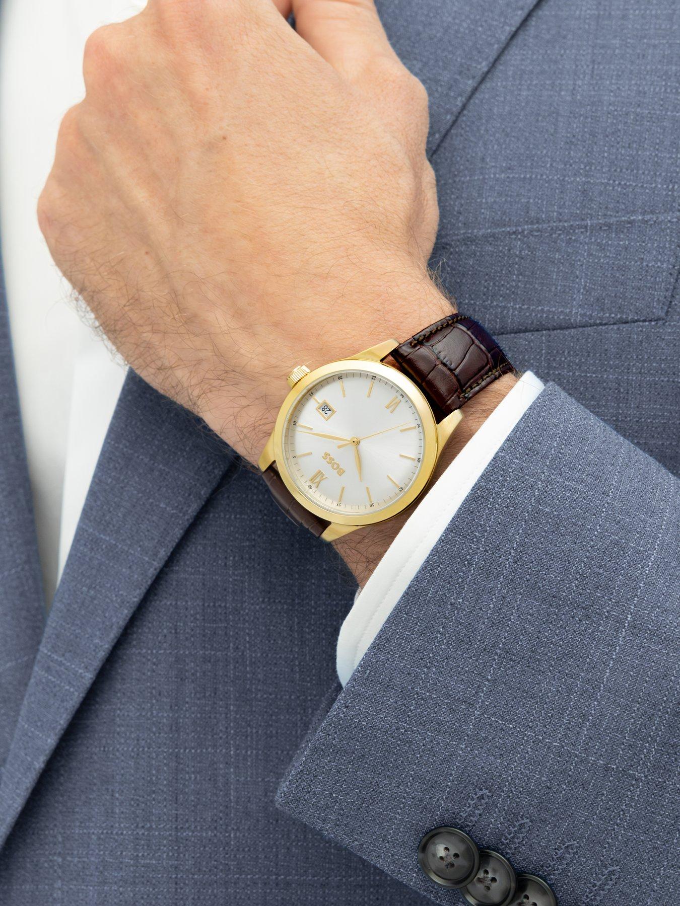Image 5 of 8 of BOSS Gents BOSS Langford Brown Leather Strap Watch
