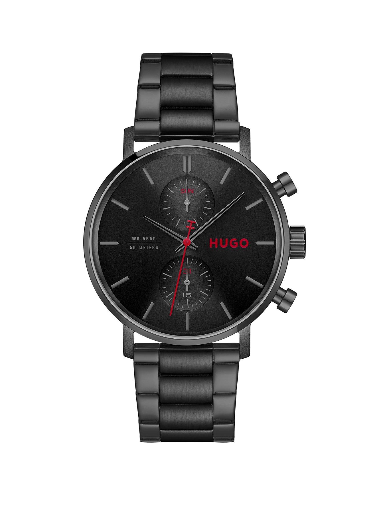 Image 1 of 8 of HUGO Gents HUGO #TAKEOFF Black Dial and Black IP Multifunction  Watch