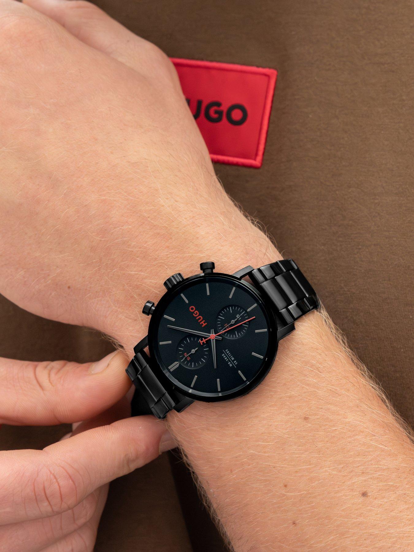 Image 5 of 8 of HUGO Gents HUGO #TAKEOFF Black Dial and Black IP Multifunction  Watch