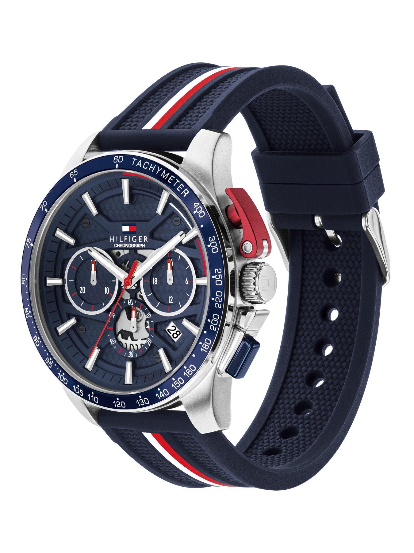 Image 2 of 6 of Tommy Hilfiger Men's Blue Silicone Chronograph Watch