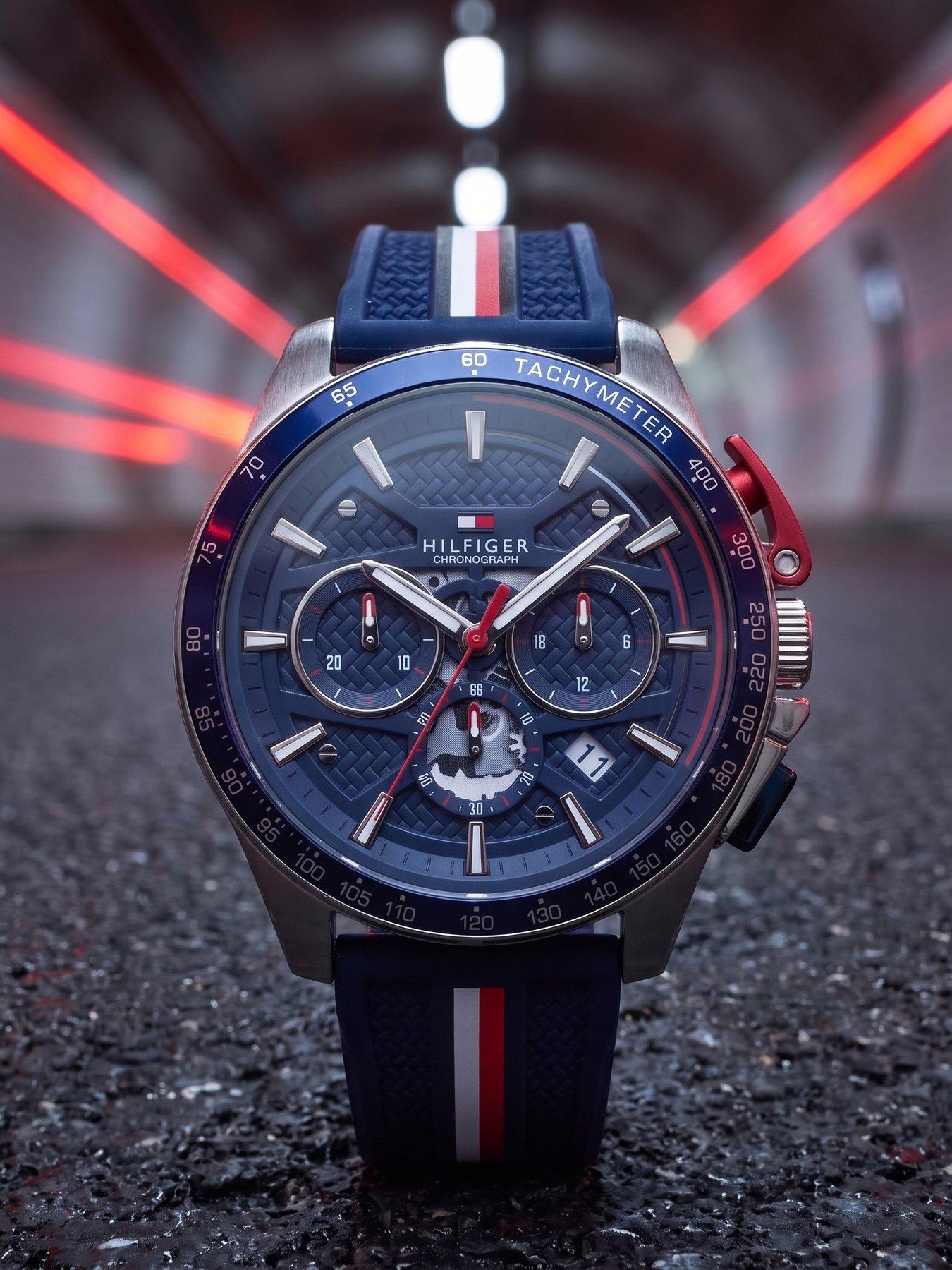 Image 4 of 6 of Tommy Hilfiger Men's Blue Silicone Chronograph Watch