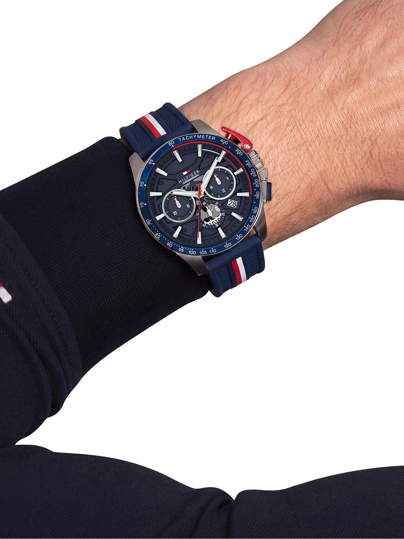 Image 5 of 6 of Tommy Hilfiger Men's Blue Silicone Chronograph Watch