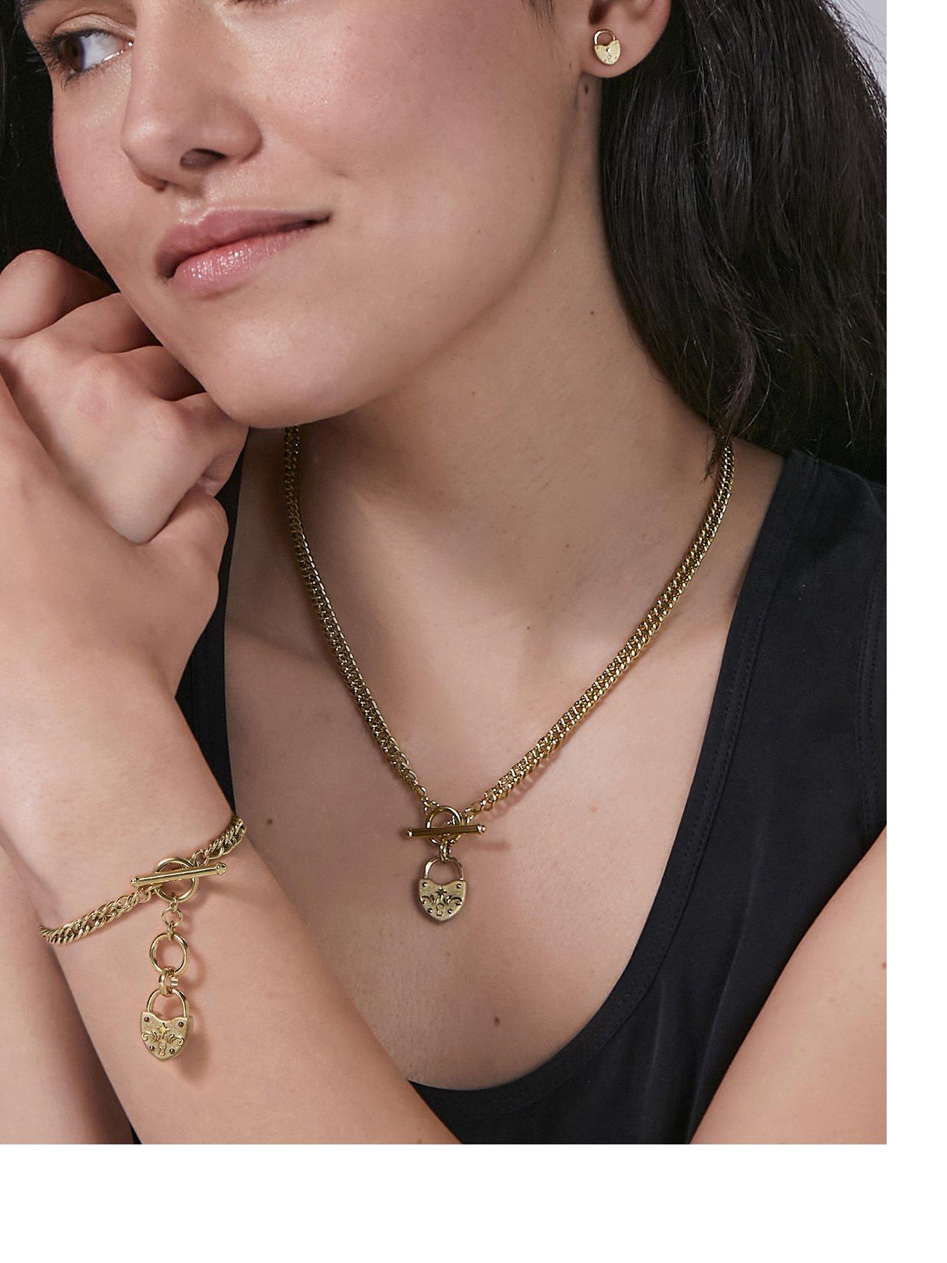 Image 1 of 7 of Olivia Burton Gold IP Lock Heart Toggle Necklace