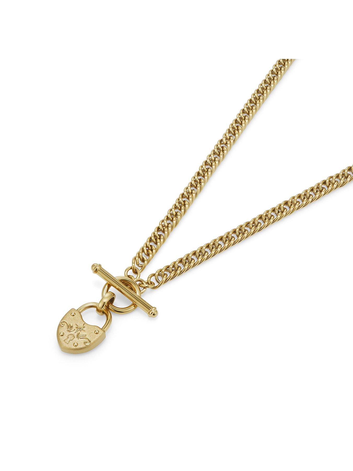 Image 2 of 7 of Olivia Burton Gold IP Lock Heart Toggle Necklace