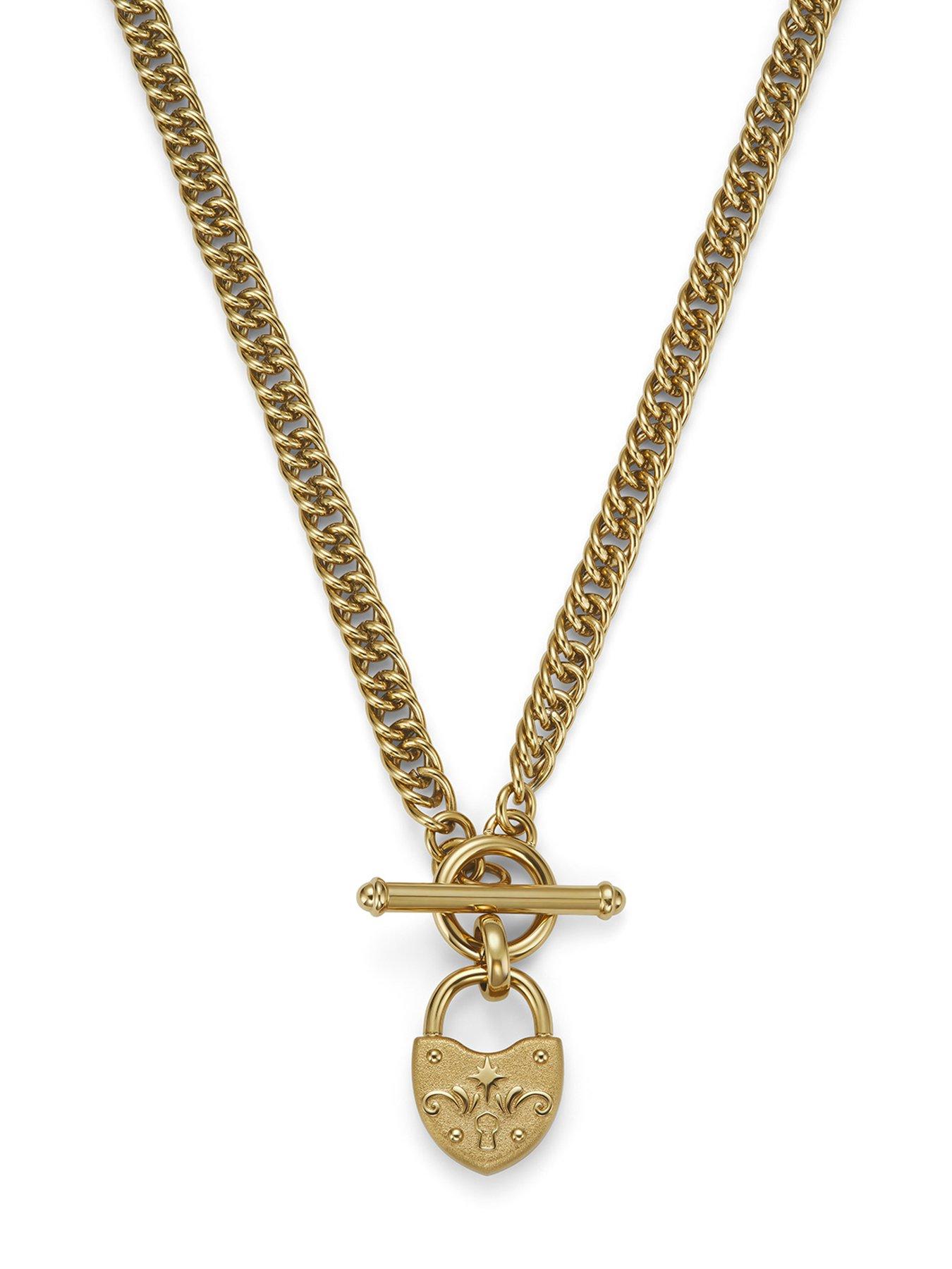 Image 3 of 7 of Olivia Burton Gold IP Lock Heart Toggle Necklace