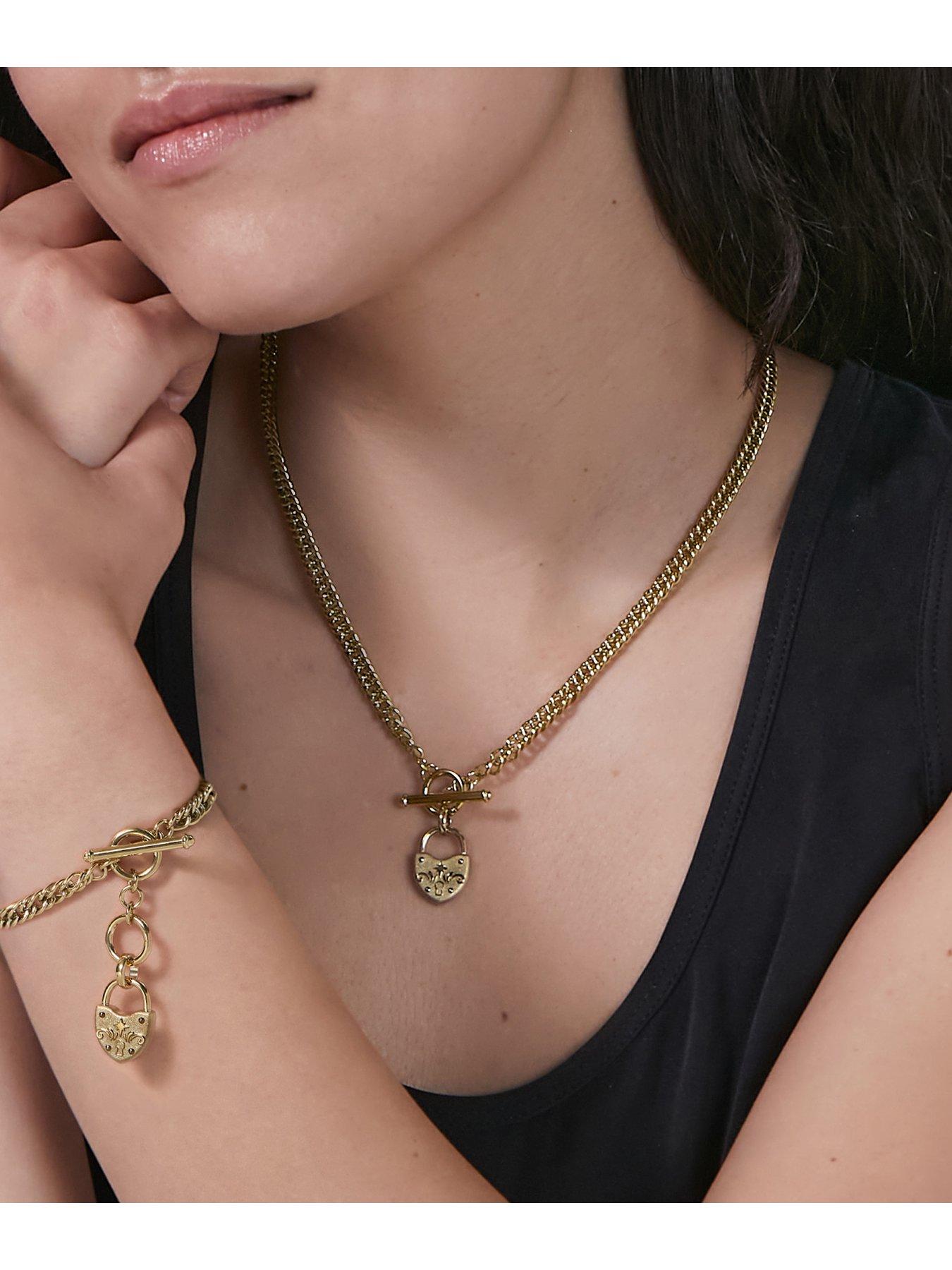Image 4 of 7 of Olivia Burton Gold IP Lock Heart Toggle Necklace