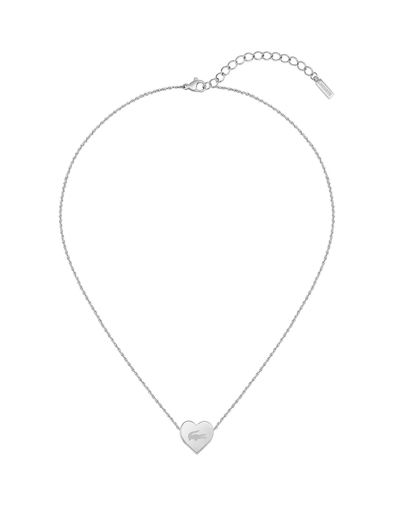 Lacoste Jewelry Ladies' Love My Croc Stainless Steel Heart Necklace