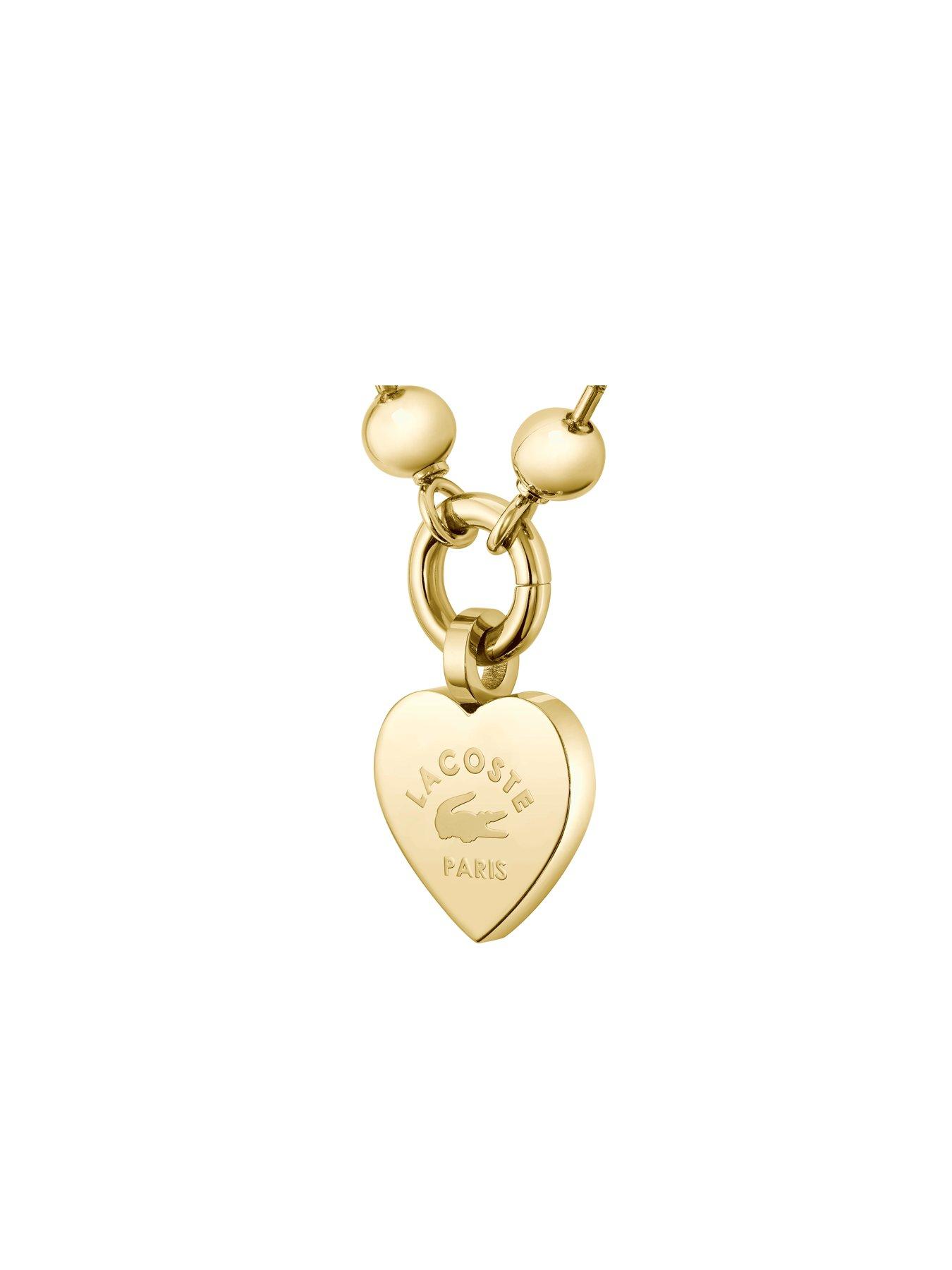 Image 2 of 3 of Lacoste Lacoste Jewelry Ladies' Love My Croc Yellow Gold IP Beads Necklace with Heart Charm