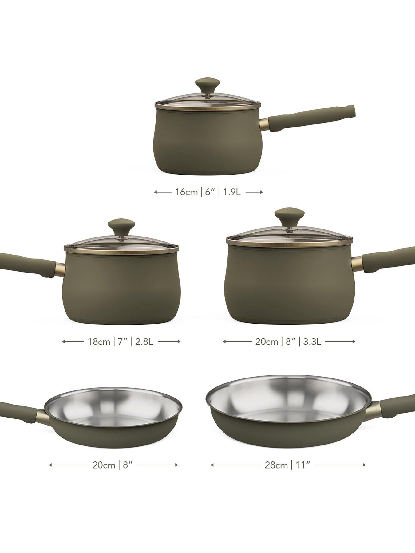 Image 2 of 5 of Prestige Stainless Steel Frying Pans &amp; Saucepans with Lids, Set of 5 - Urban Olive