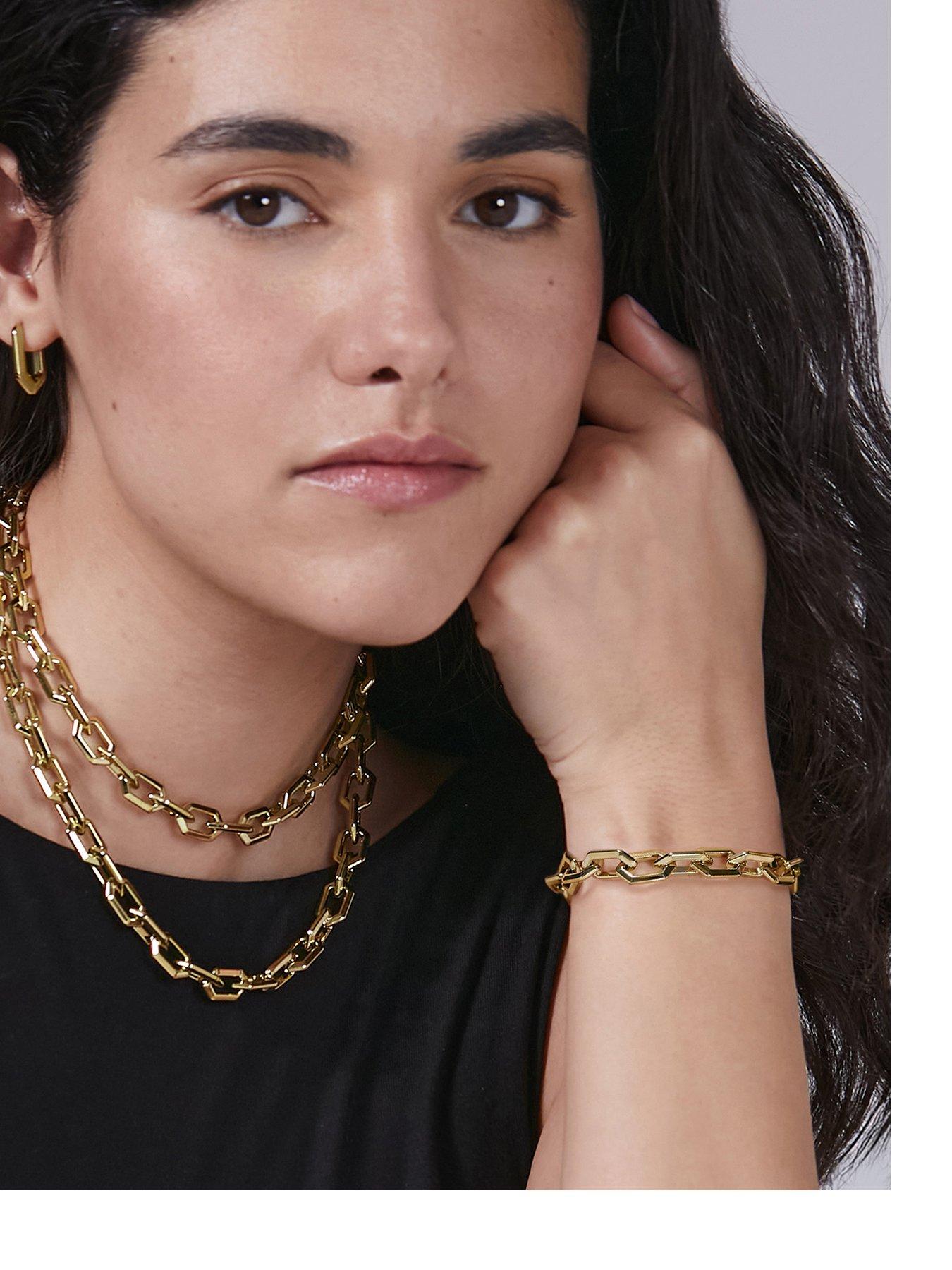 Olivia Burton Olivia Burton Gold IP Honeycomb Geo Chain Link Bracelet