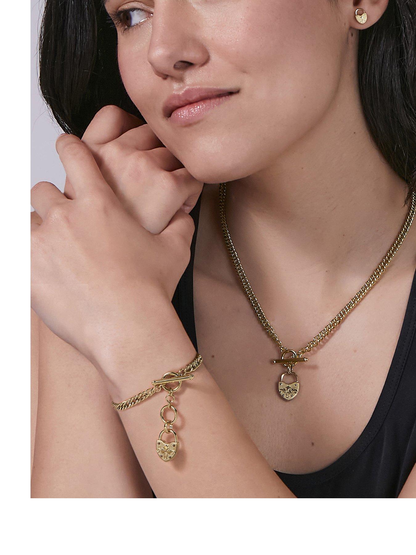 Olivia Burton Olivia Burton Gold IP Lock Heart Toggle Bracelet