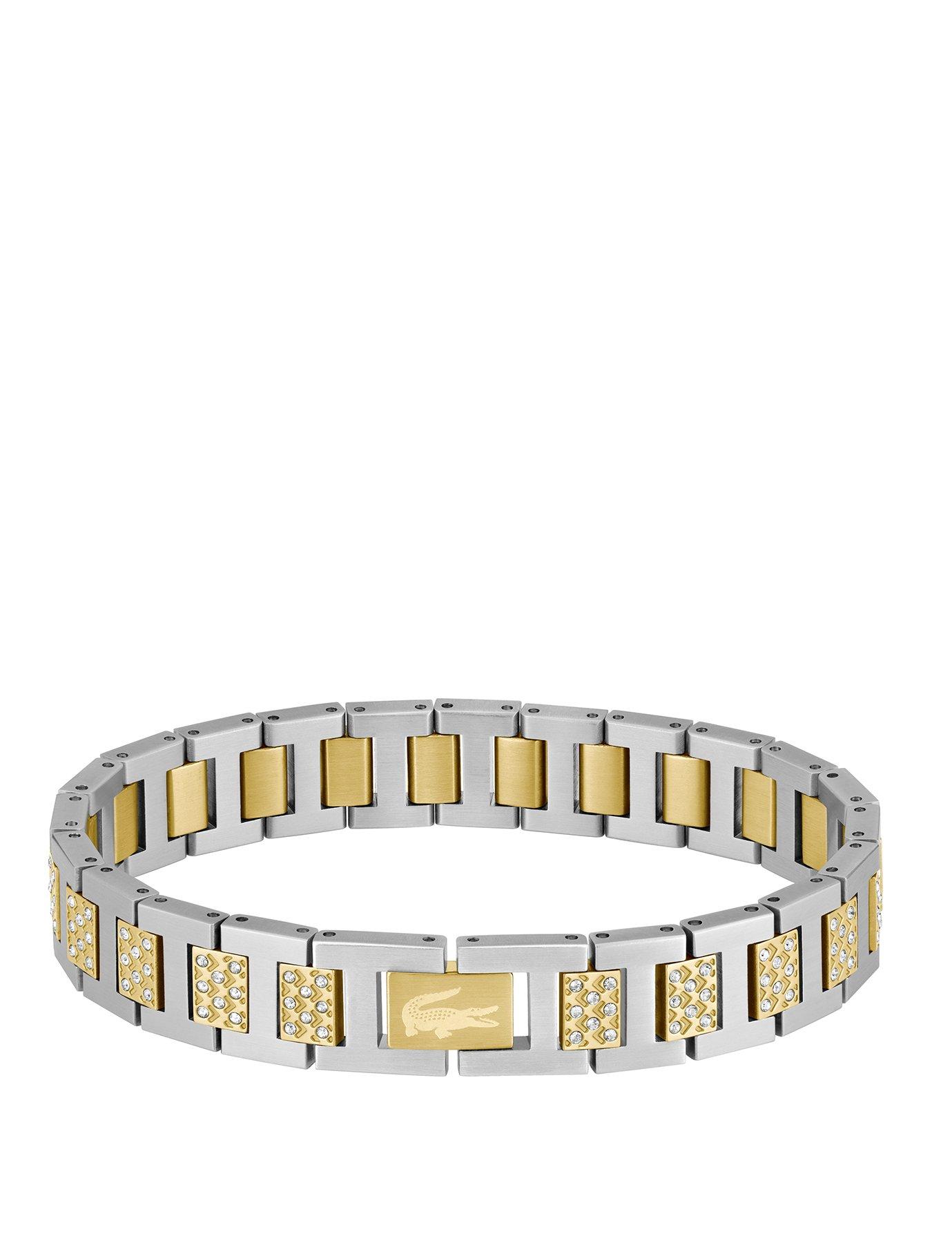 Image 1 of 5 of Lacoste Men's Metropole Two Tone Gold IP and Stainless Steel Crystal Bracelet