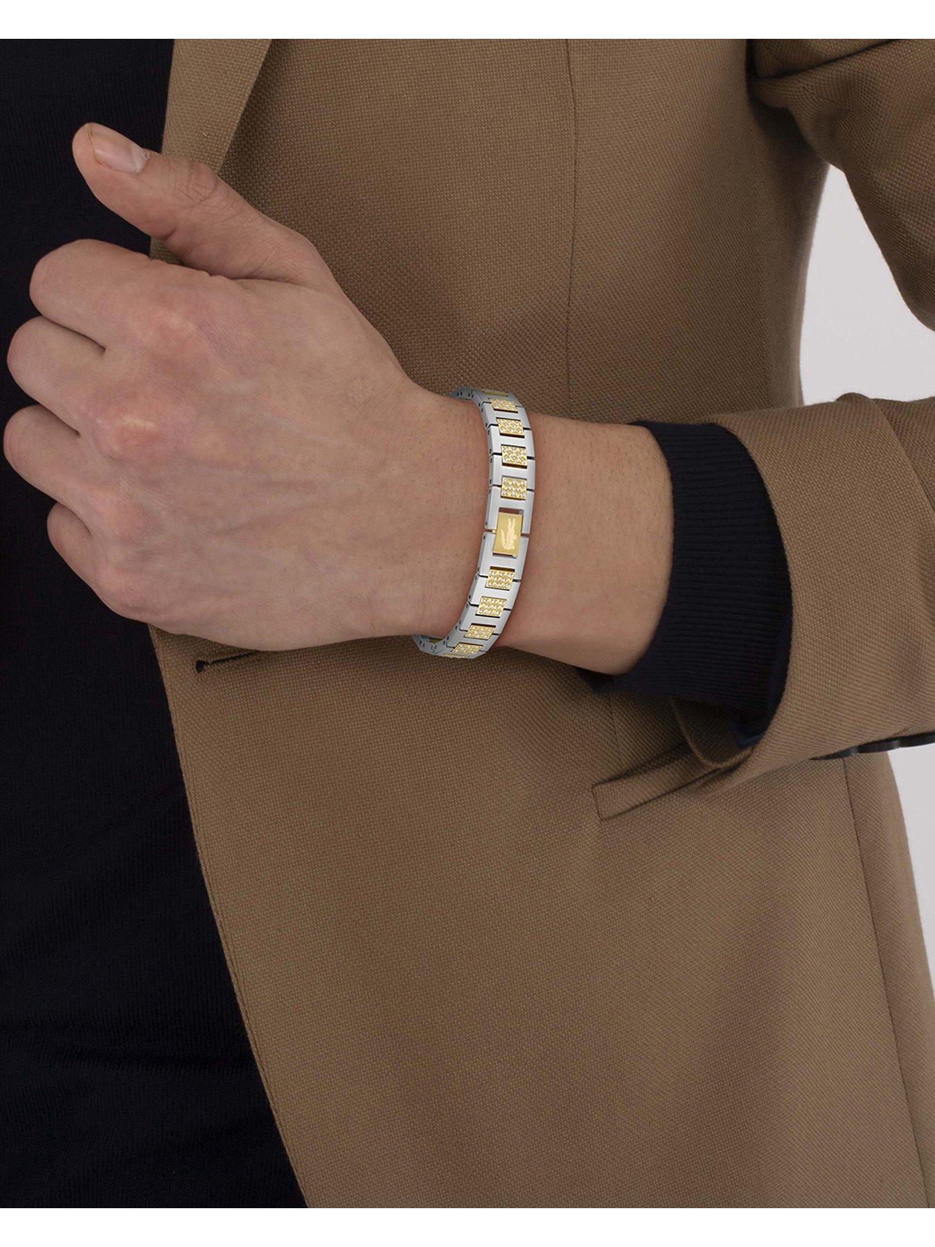 Image 4 of 5 of Lacoste Men's Metropole Two Tone Gold IP and Stainless Steel Crystal Bracelet