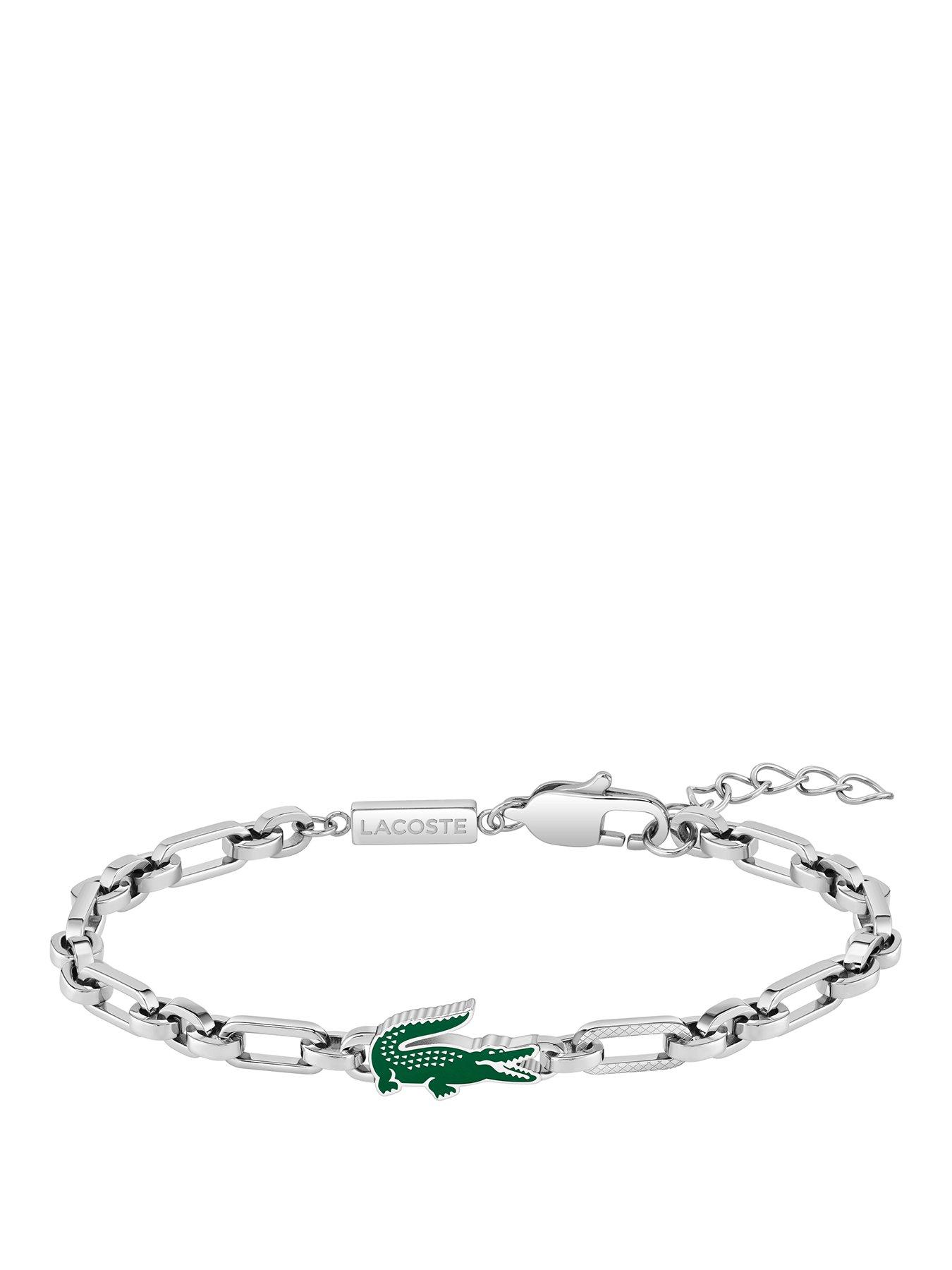 Lacoste Lacoste Men's Arthor Stainless Steel and Green Enamel Crocodile Bracelet