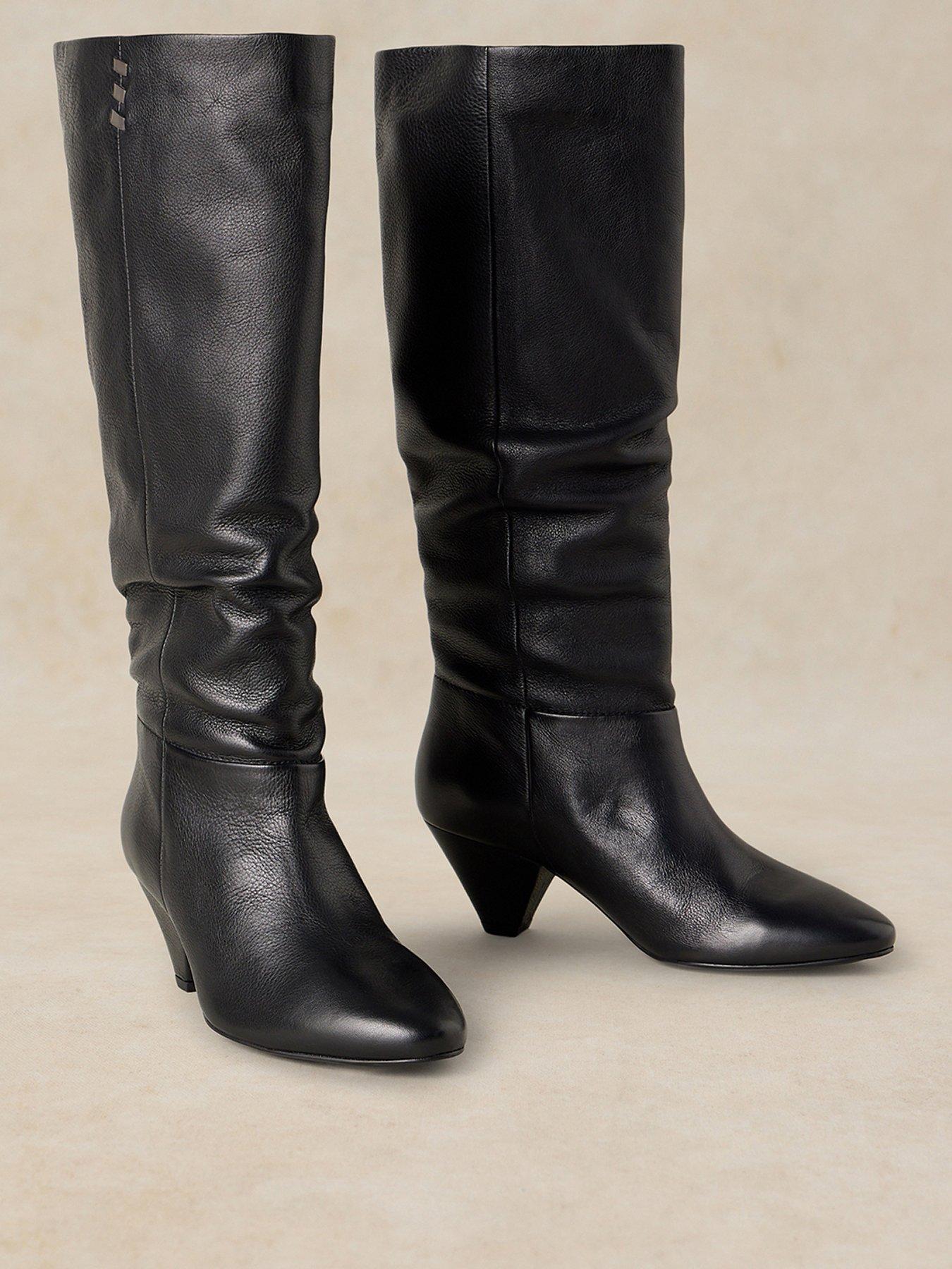 Image 2 of 3 of White Stuff Womens Chrissie Slouch Knee High Boots - Black