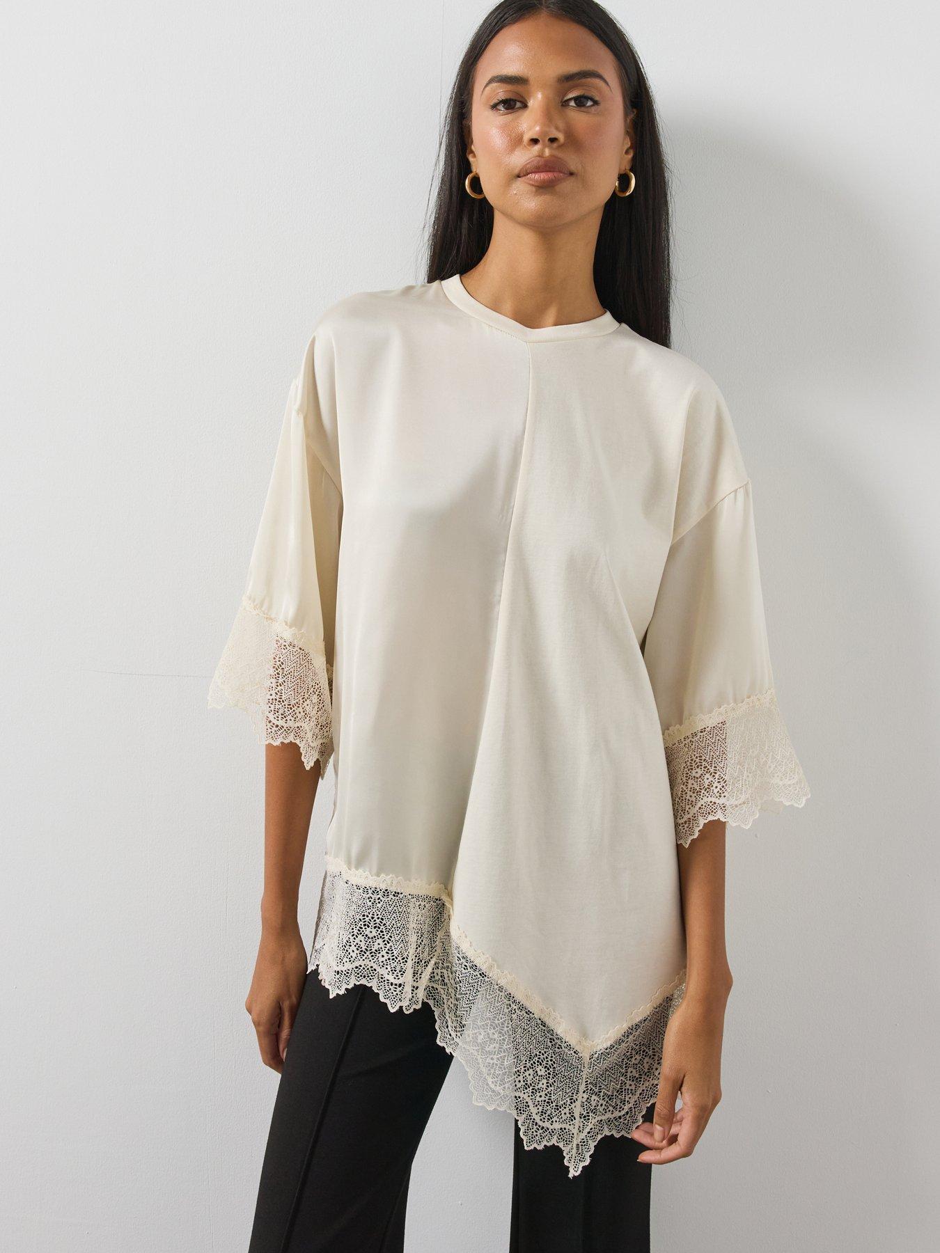 Image 1 of 6 of AllSaints Lenny Lace Tee