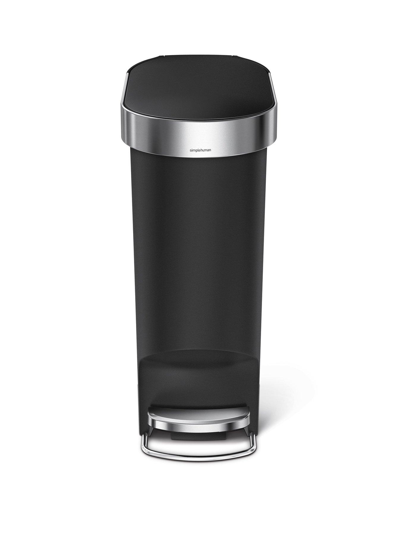 Simplehuman 40L Plastic Slim Pedal Bin With Liner Rim, Black