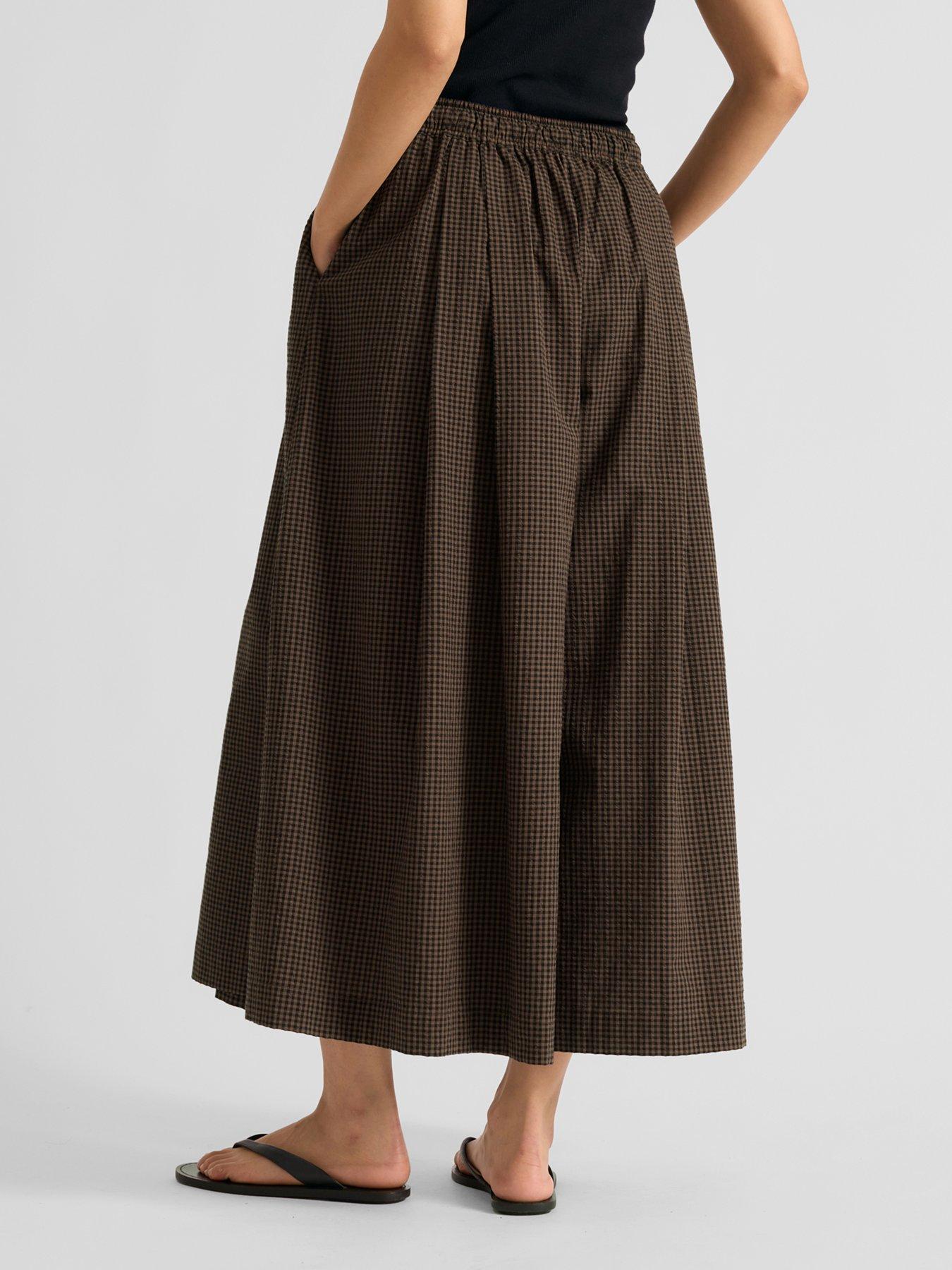 Image 2 of 5 of Albaray Chocolate Gingham Culottes (rpt)