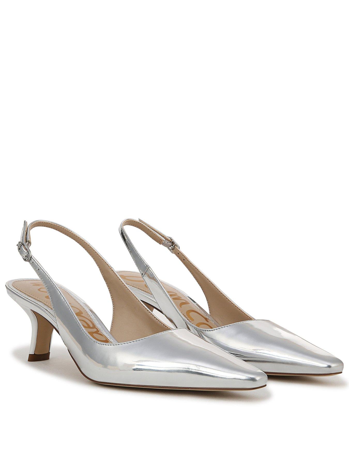 SAM EDELMAN Bianka Sling Back Heeled Pump - Silver